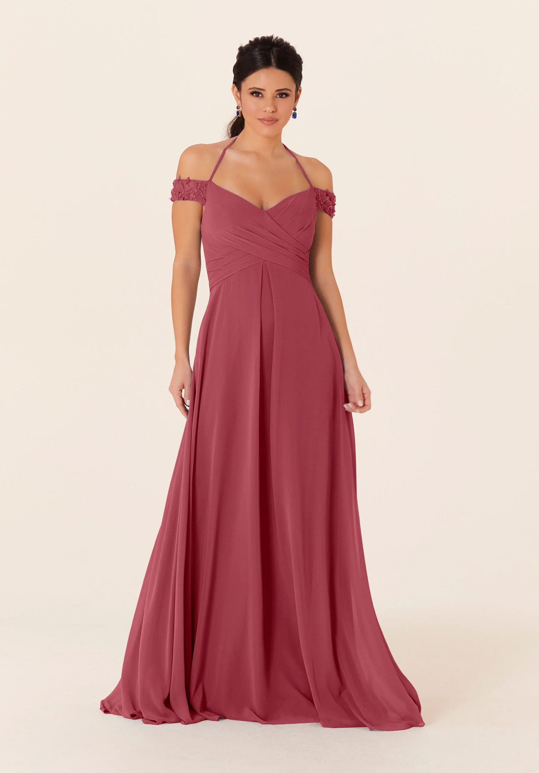 Tied Halter Chiffon Bridesmaid Dress - Image 16