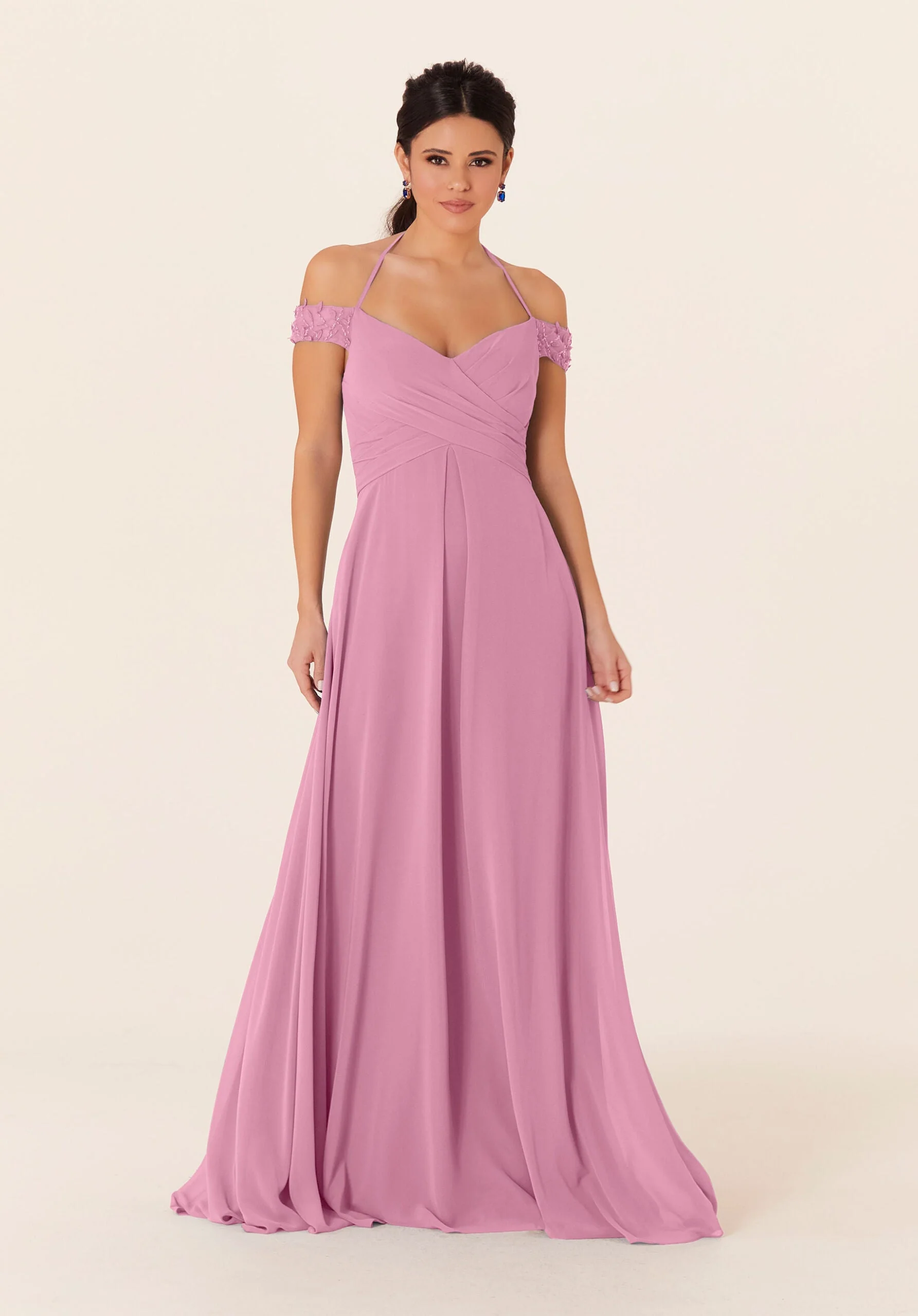 Tied Halter Chiffon Bridesmaid Dress - Image 17