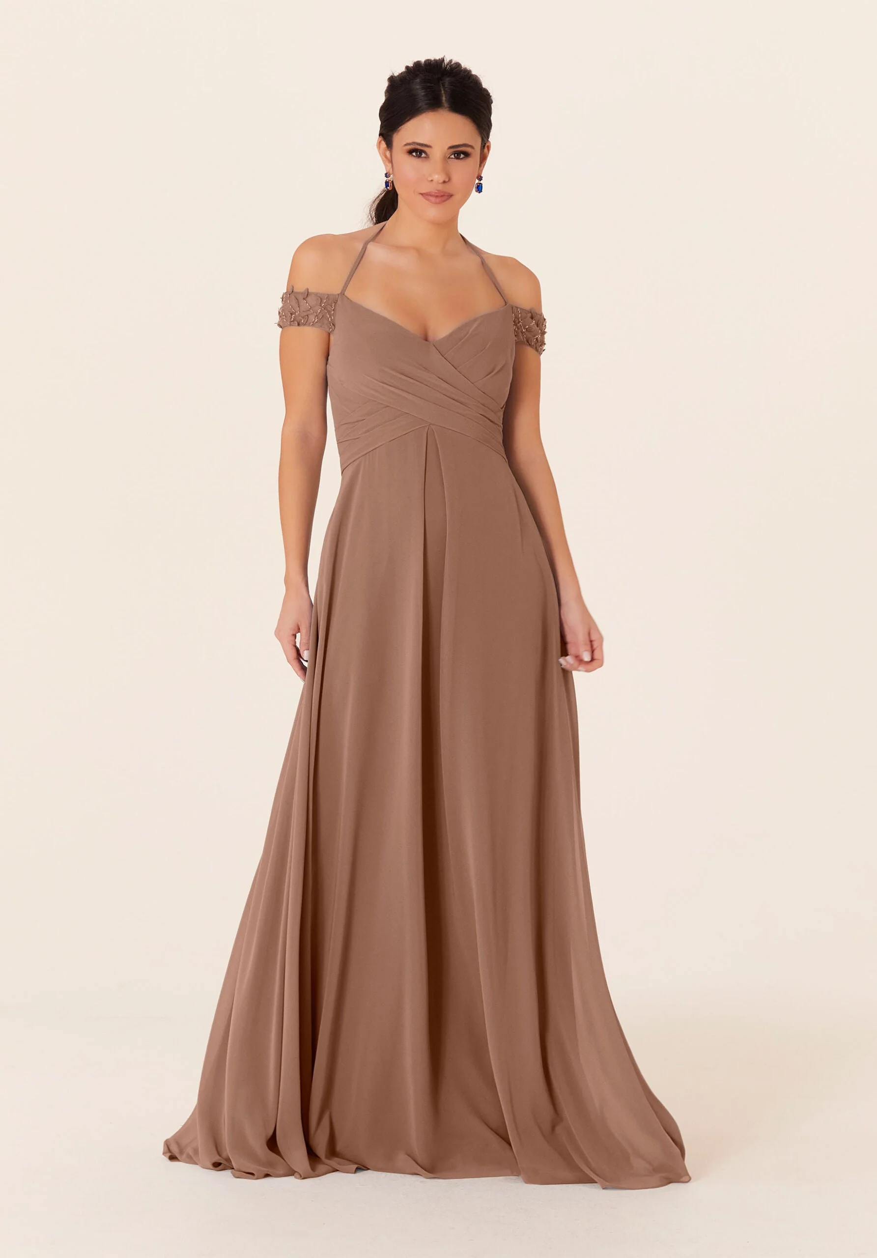 Tied Halter Chiffon Bridesmaid Dress - Image 19