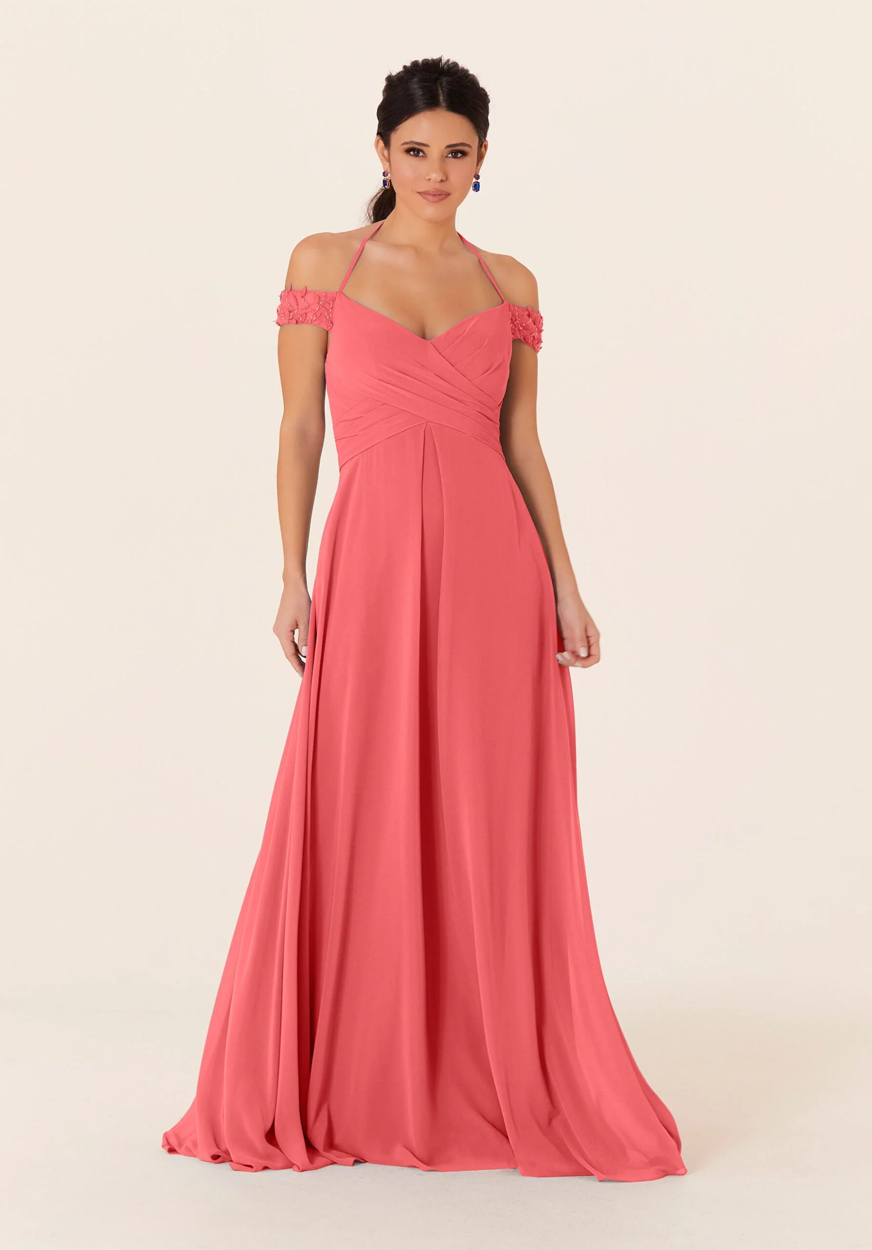 Tied Halter Chiffon Bridesmaid Dress - Image 23