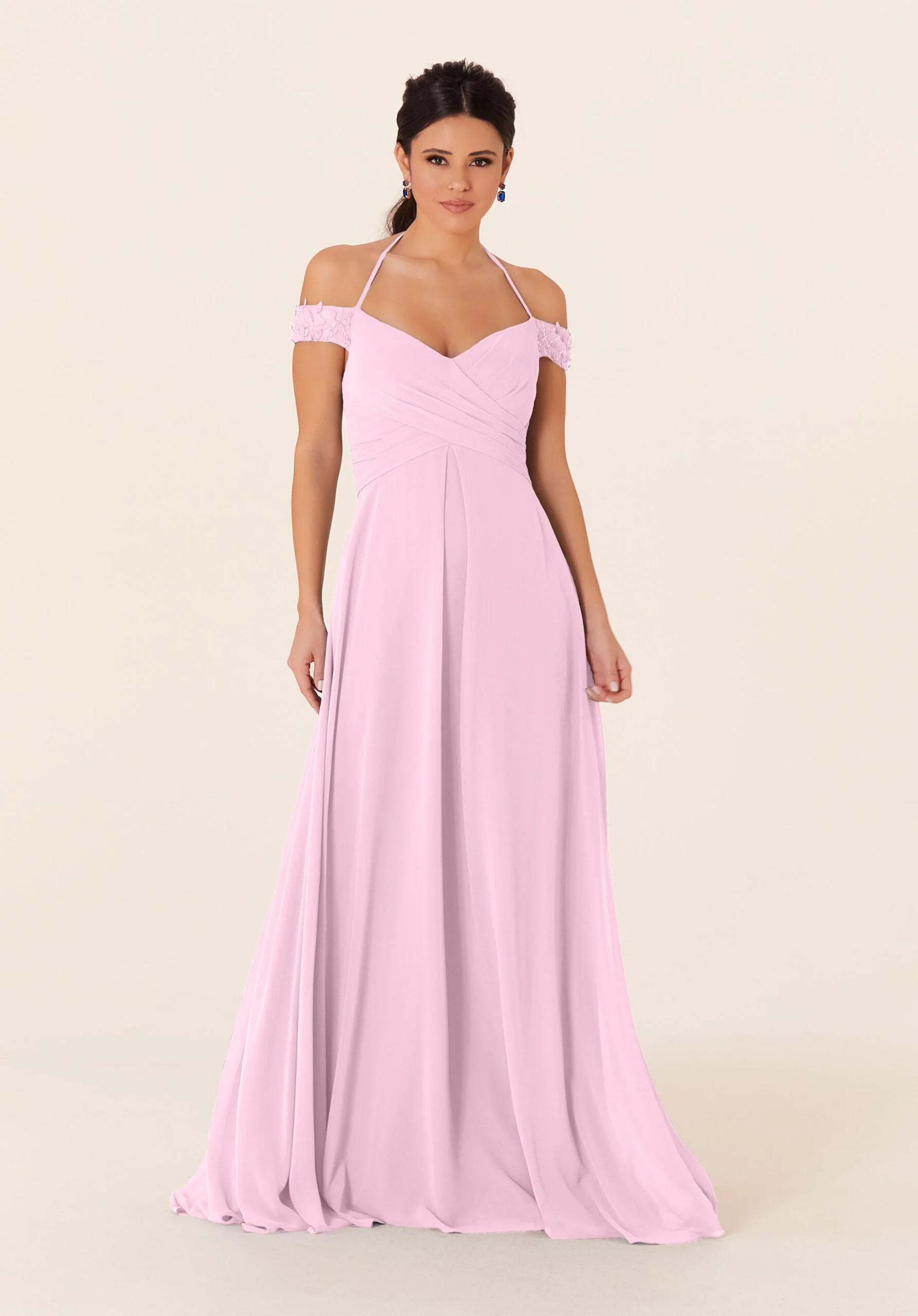 Tied Halter Chiffon Bridesmaid Dress - Image 24