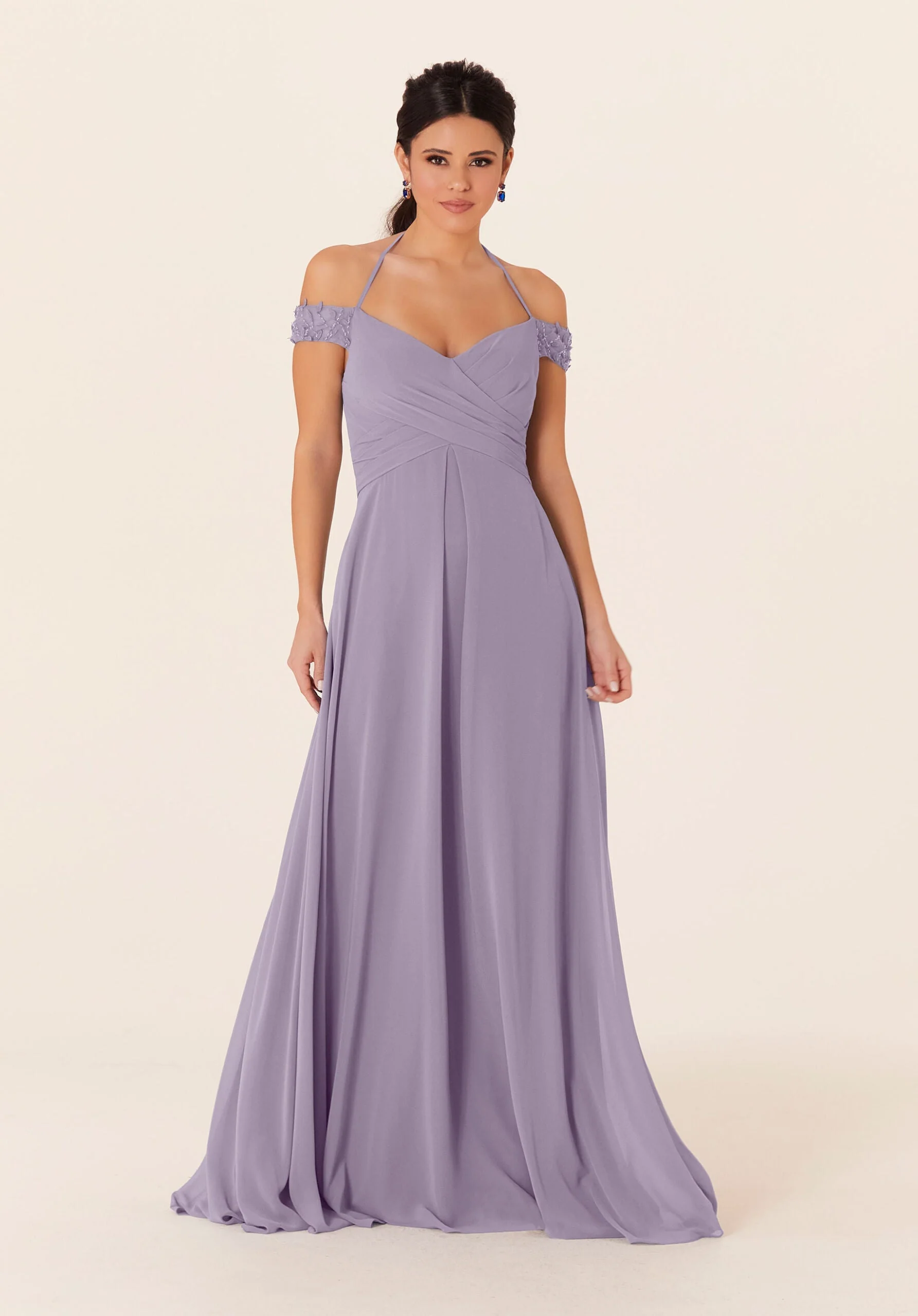 Tied Halter Chiffon Bridesmaid Dress - Image 25