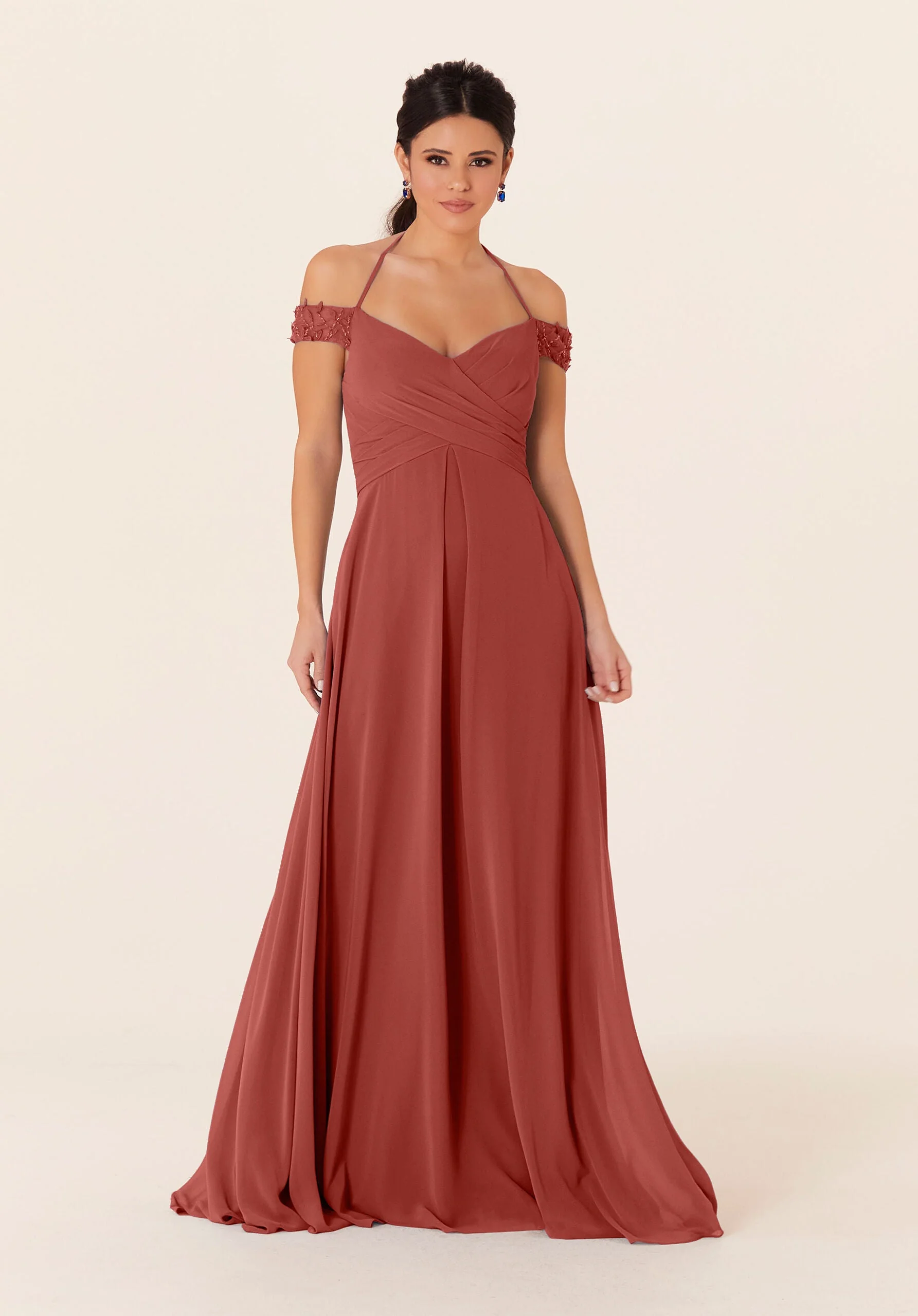 Tied Halter Chiffon Bridesmaid Dress - Image 28