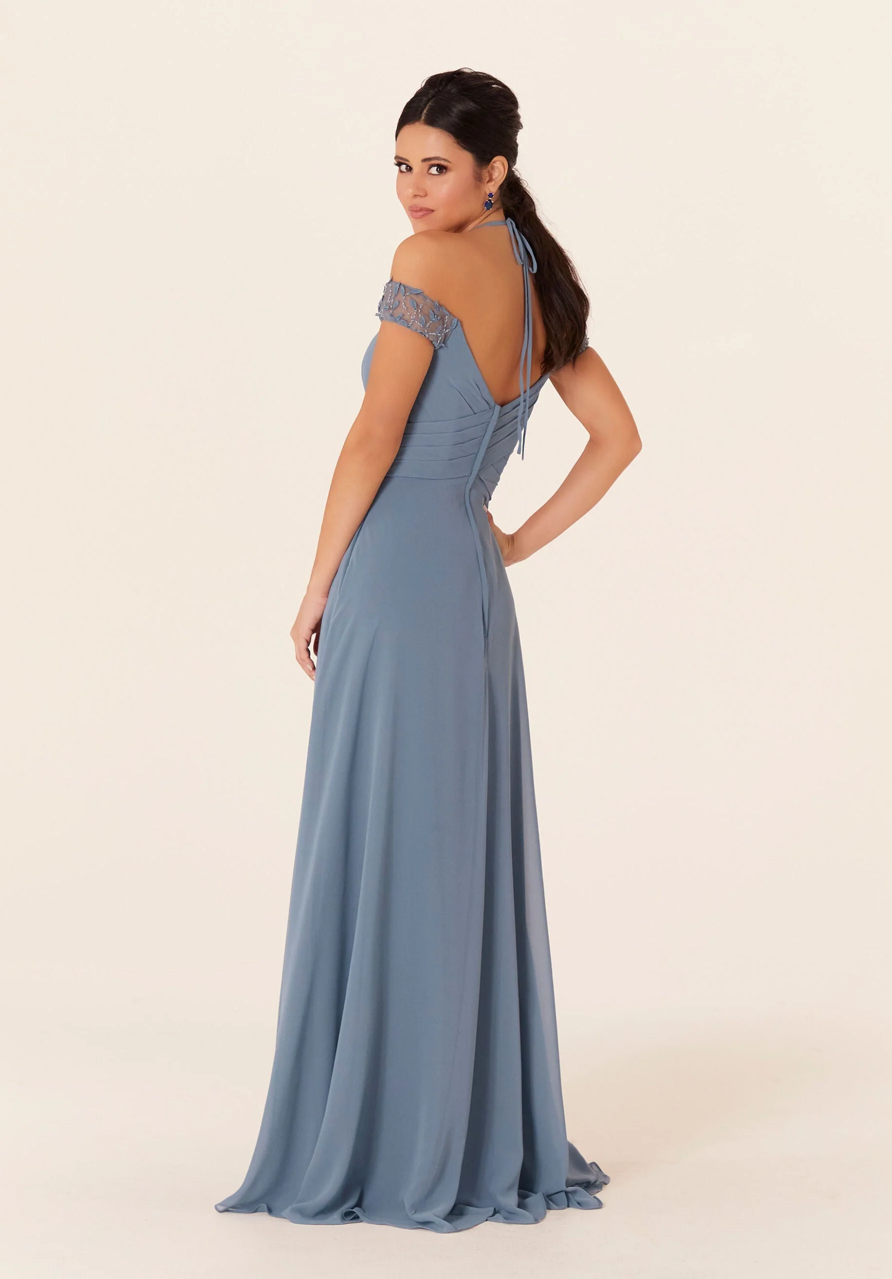 Tied Halter Chiffon Bridesmaid Dress - Image 3