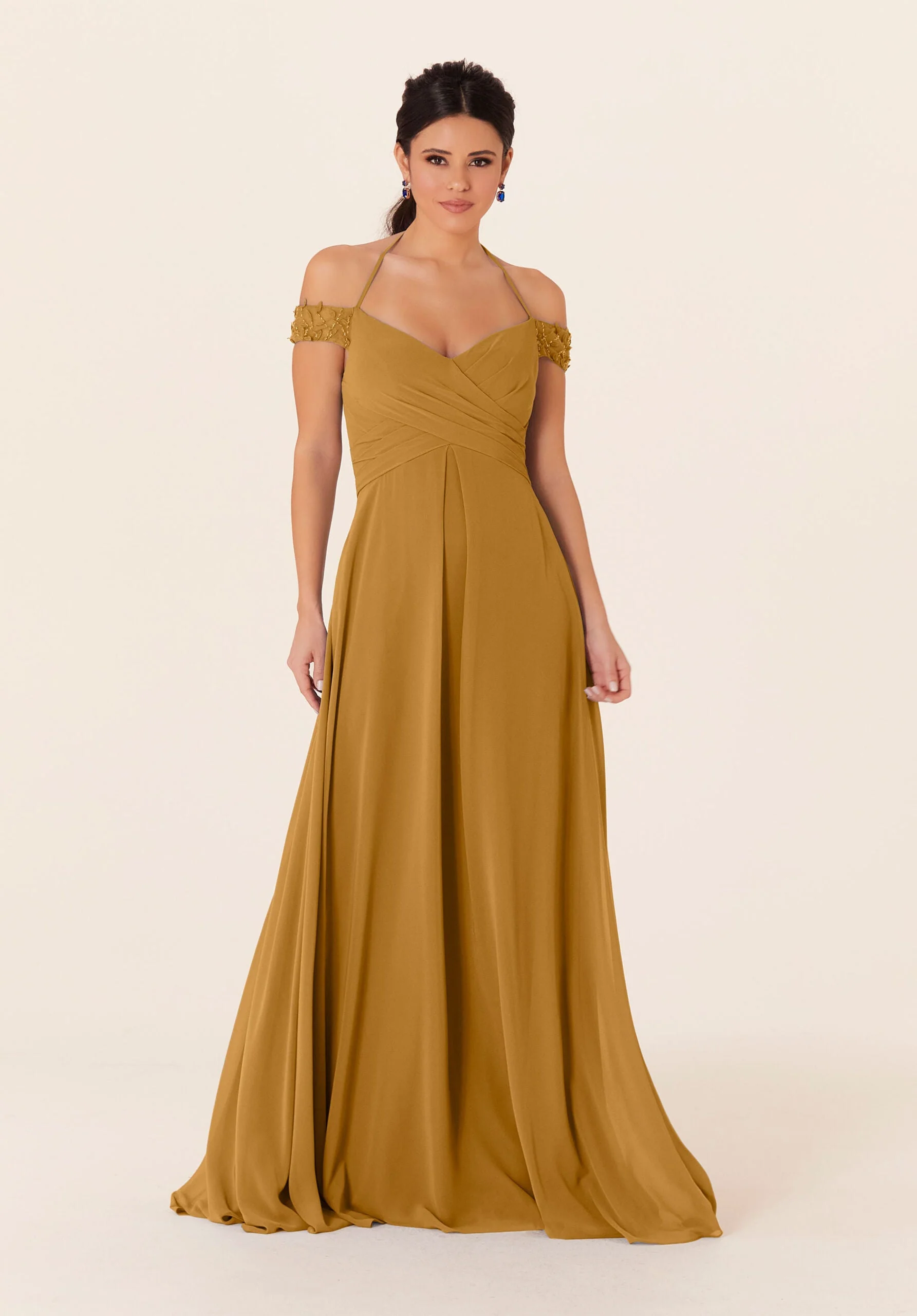 Tied Halter Chiffon Bridesmaid Dress - Image 31