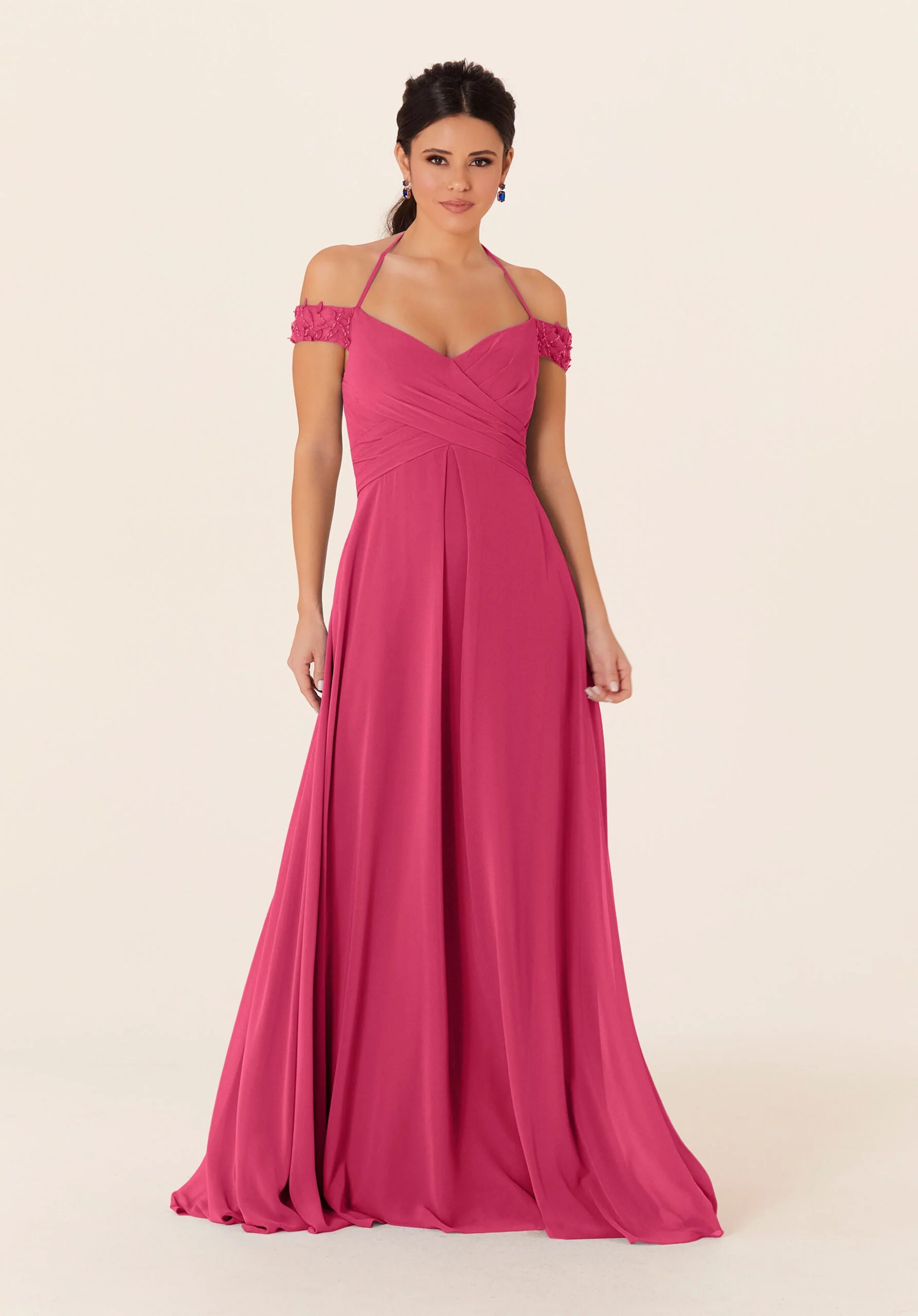 Tied Halter Chiffon Bridesmaid Dress - Image 34