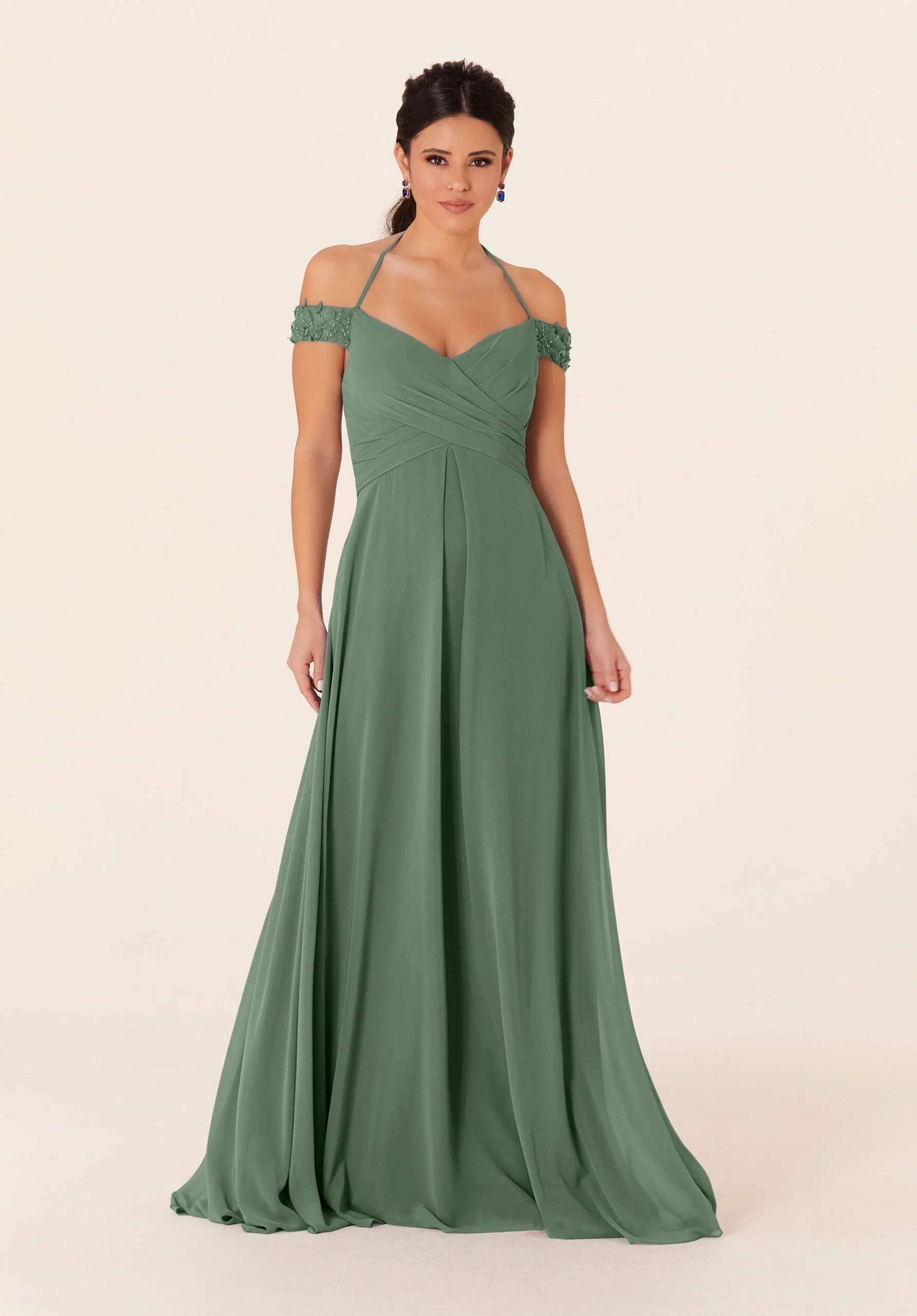 Tied Halter Chiffon Bridesmaid Dress - Image 35