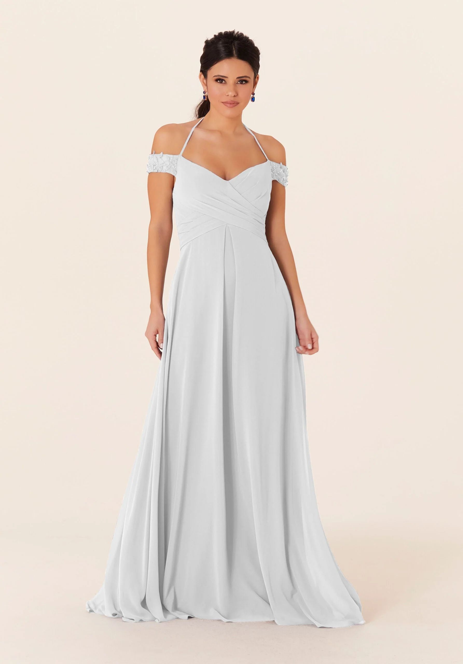 Tied Halter Chiffon Bridesmaid Dress - Image 4