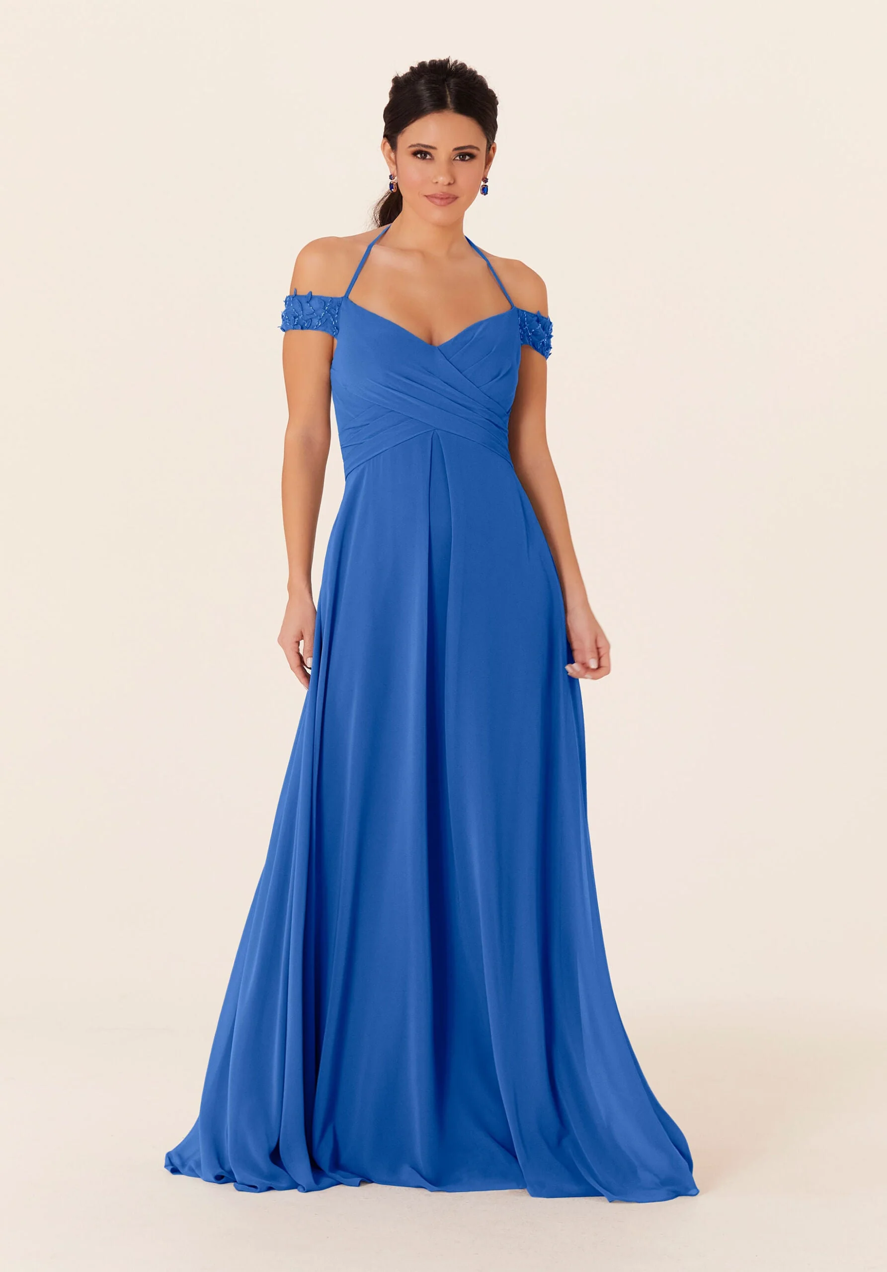 Tied Halter Chiffon Bridesmaid Dress - Image 40