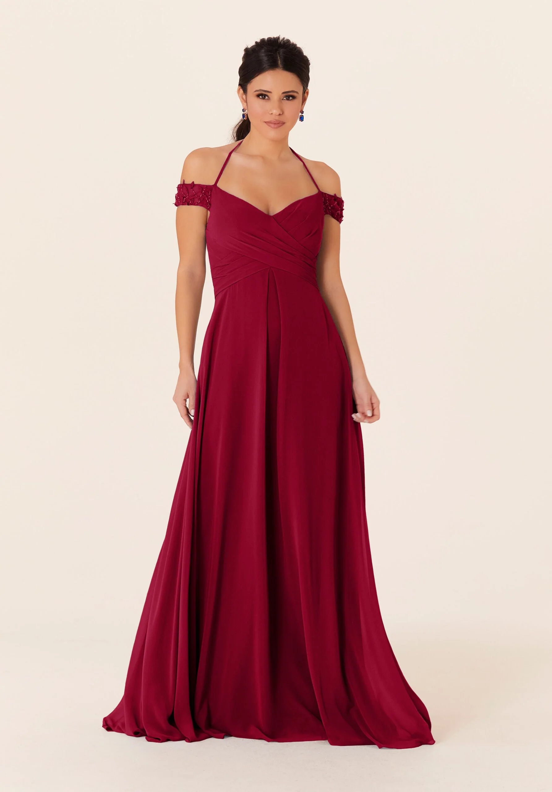 Tied Halter Chiffon Bridesmaid Dress - Image 42
