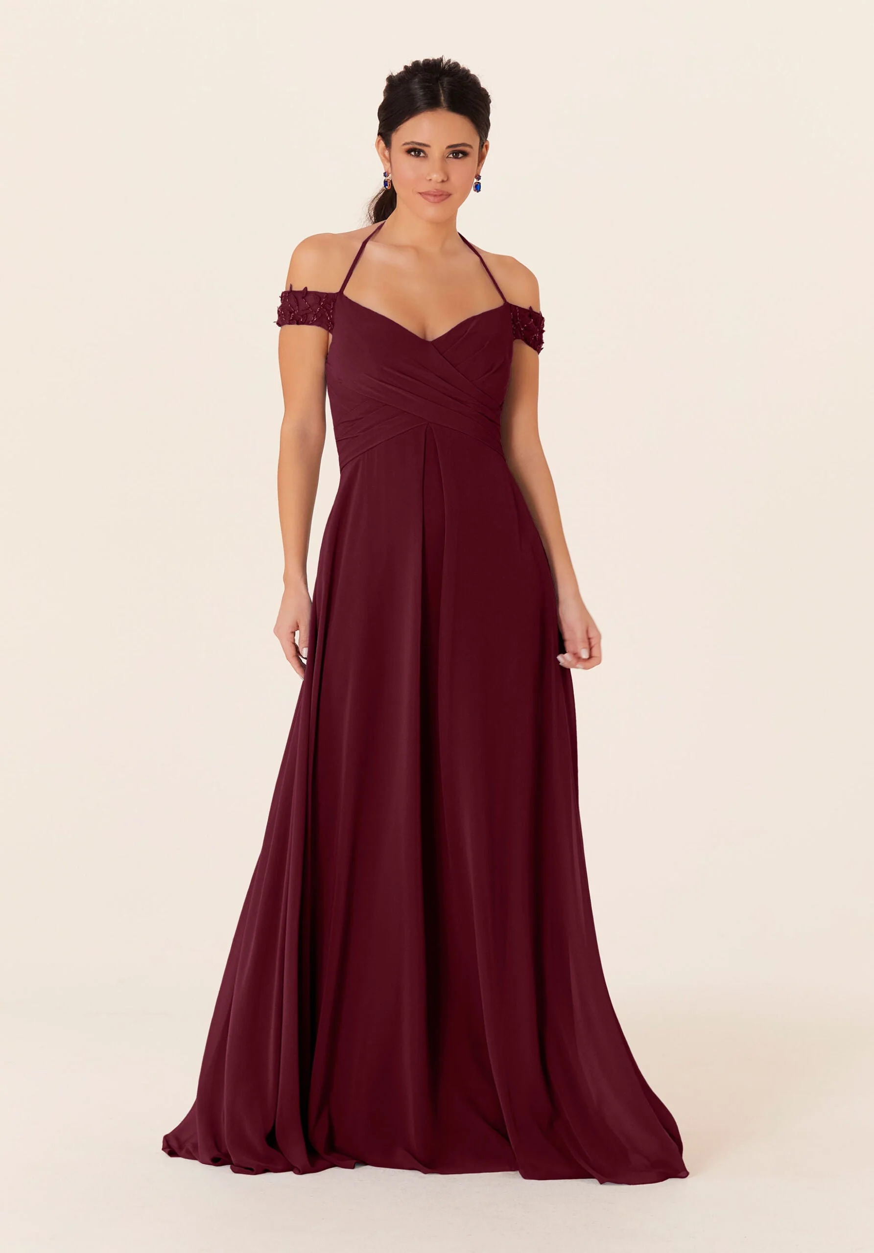 Tied Halter Chiffon Bridesmaid Dress - Image 43
