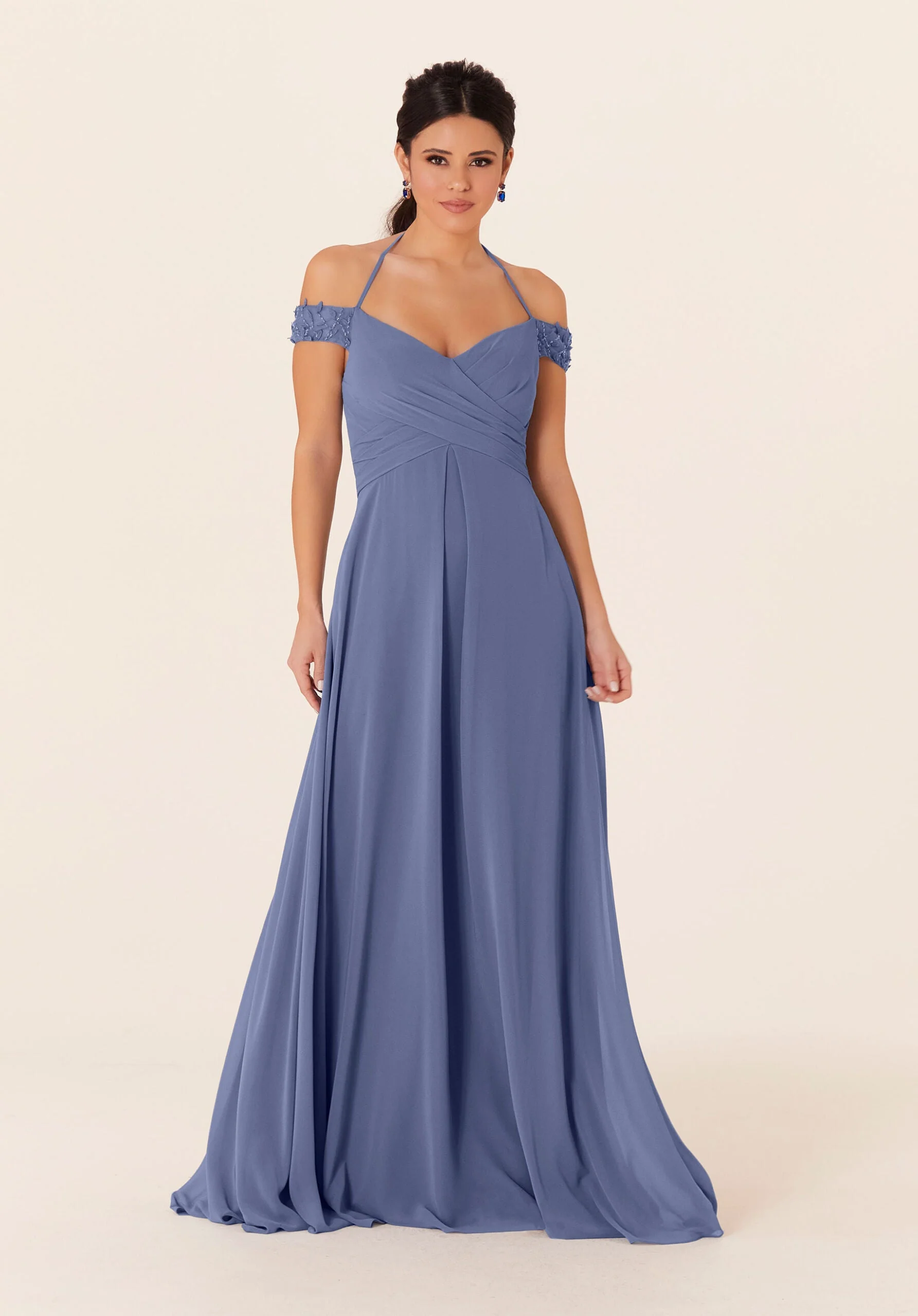 Tied Halter Chiffon Bridesmaid Dress - Image 44