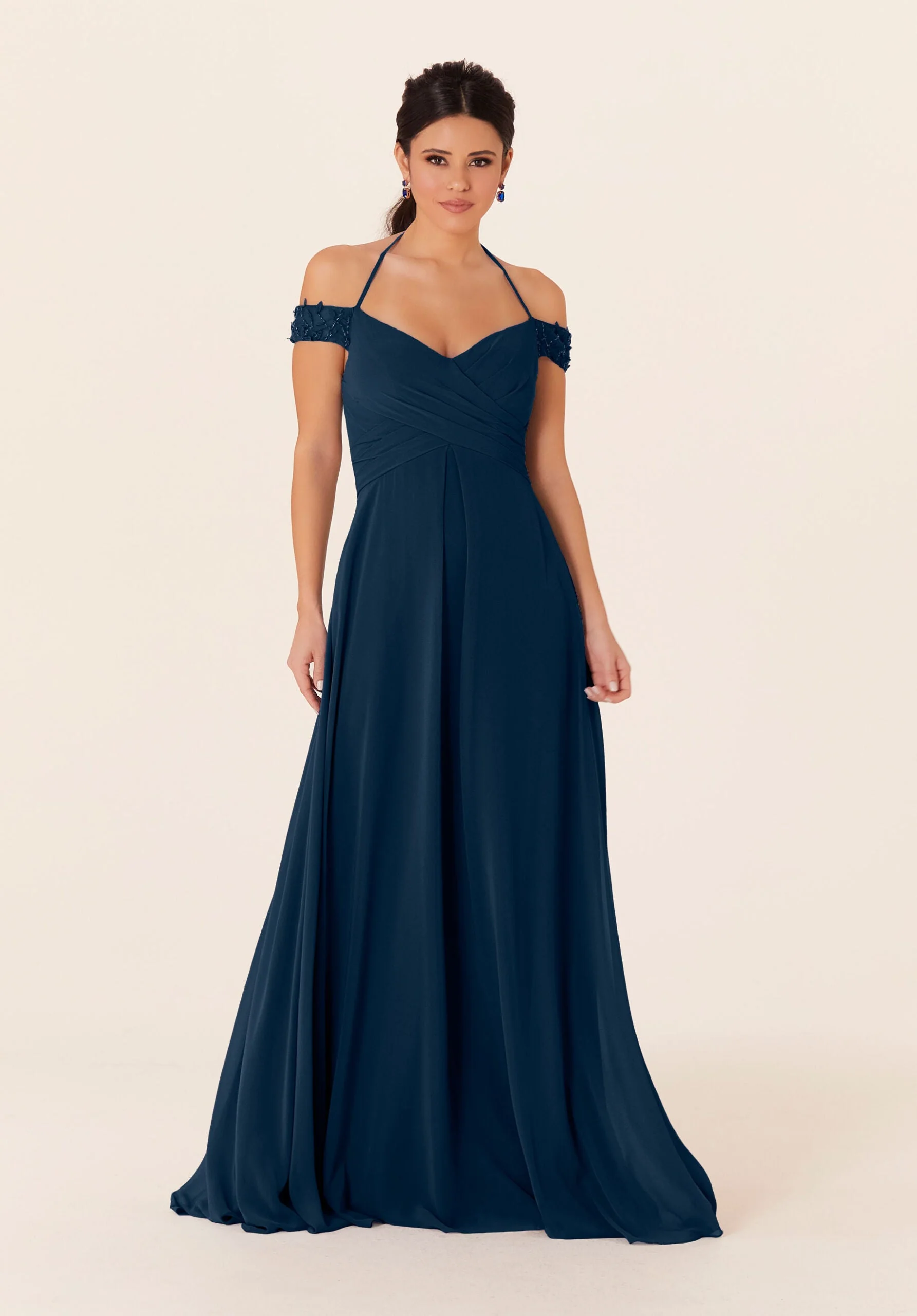 Tied Halter Chiffon Bridesmaid Dress - Image 47
