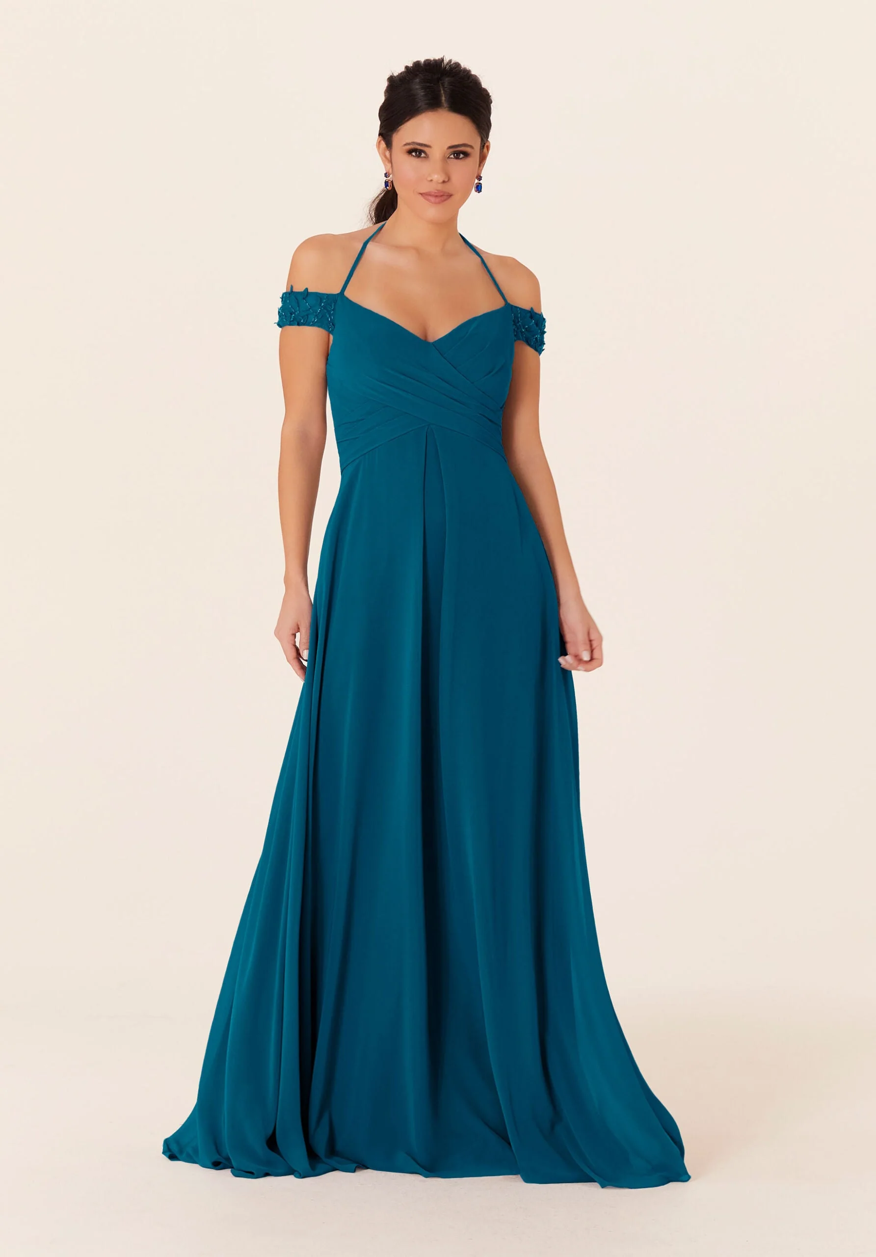 Tied Halter Chiffon Bridesmaid Dress - Image 49