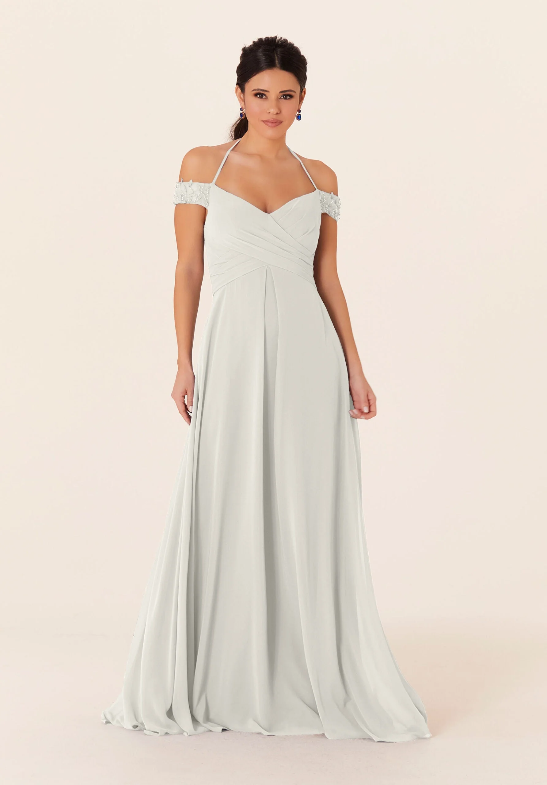 Tied Halter Chiffon Bridesmaid Dress - Image 5