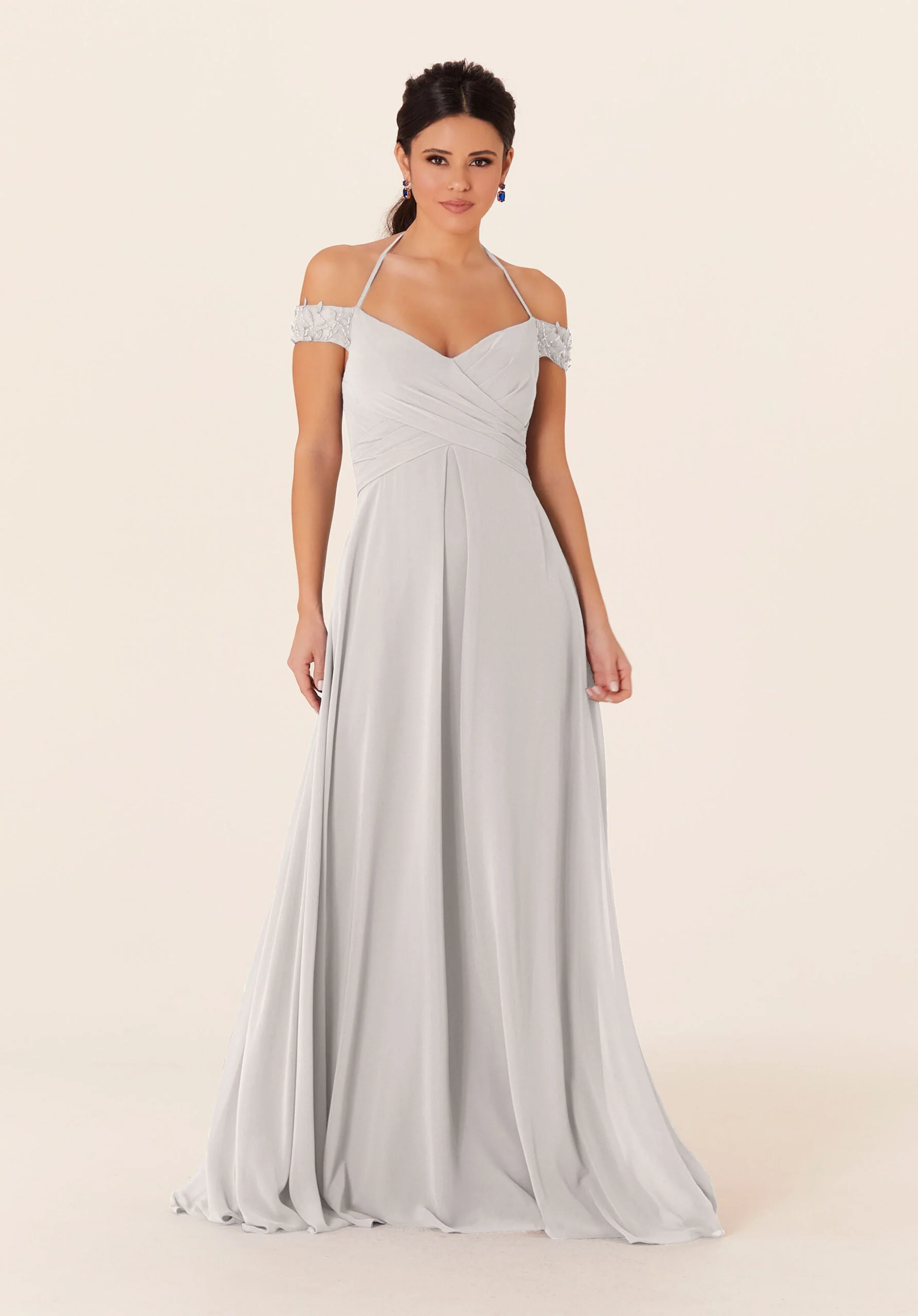 Tied Halter Chiffon Bridesmaid Dress - Image 52