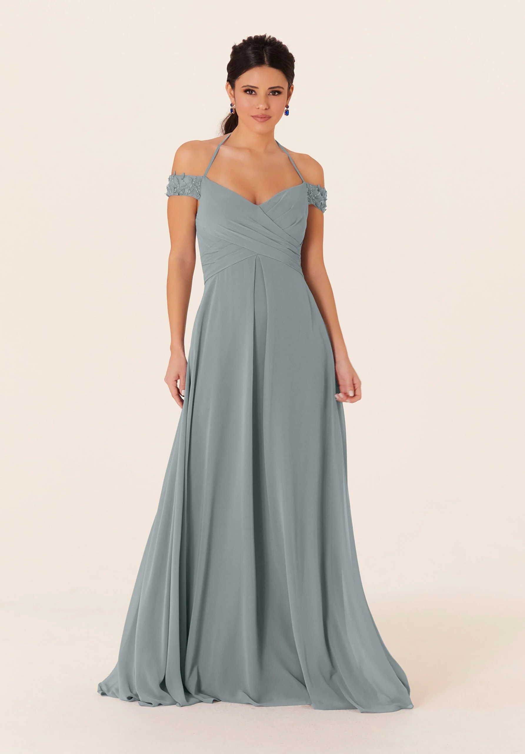 Tied Halter Chiffon Bridesmaid Dress - Image 53