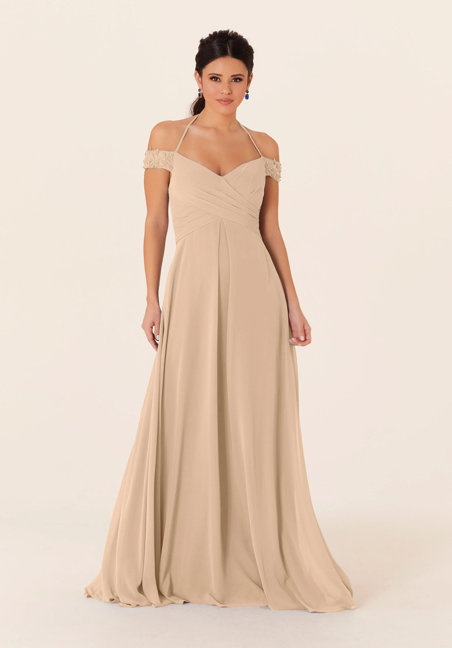 Tied Halter Chiffon Bridesmaid Dress - Image 7
