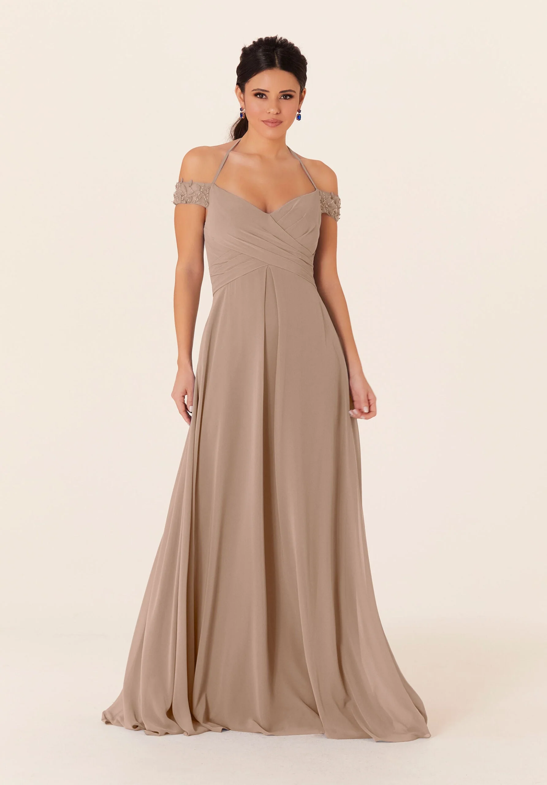 Tied Halter Chiffon Bridesmaid Dress - Image 9