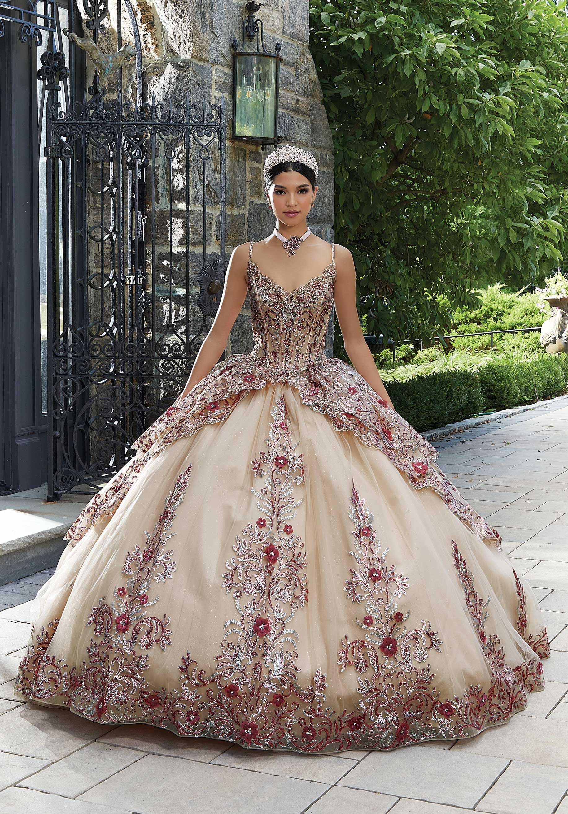 Tiered Scalloped Tulle Quinceañera Dress