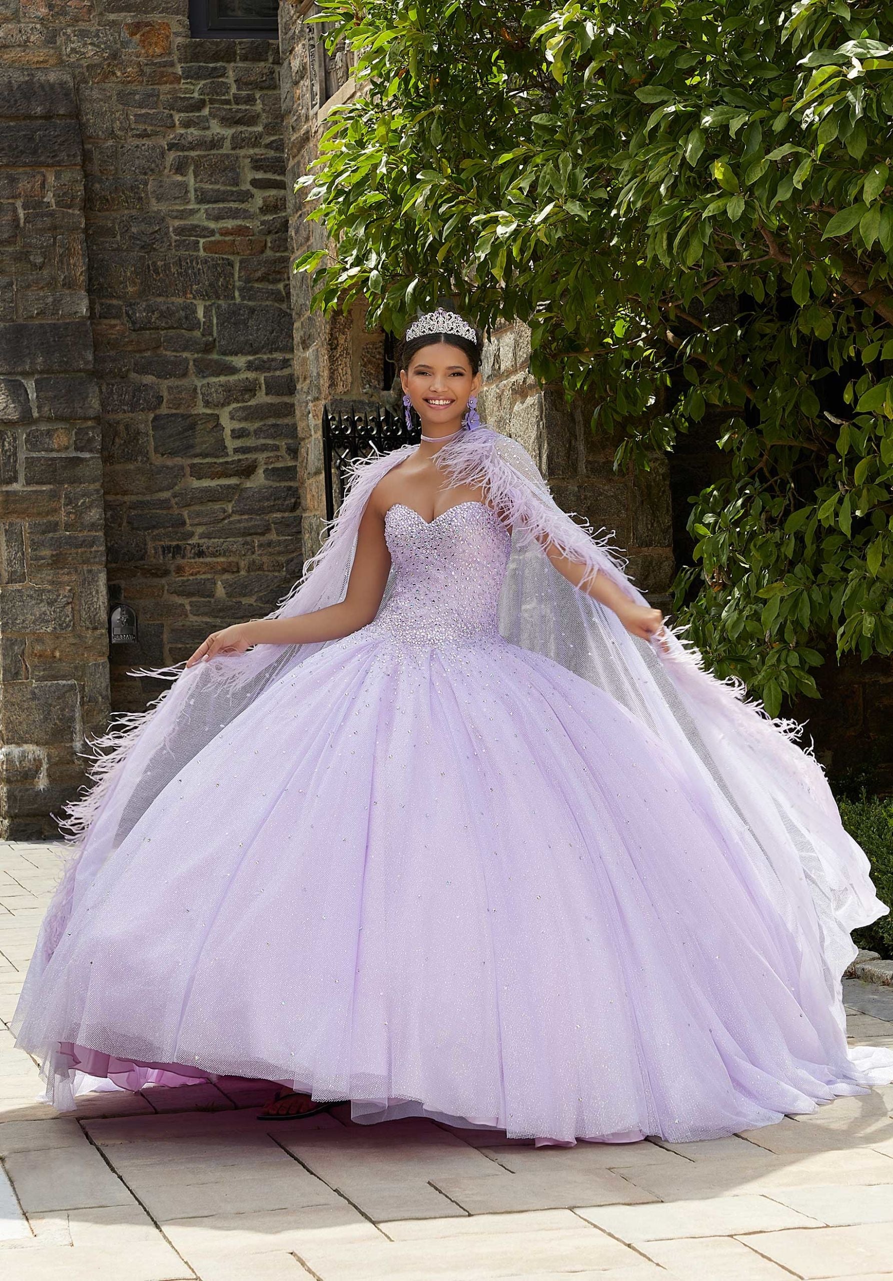 Tulle Cape with Feathers