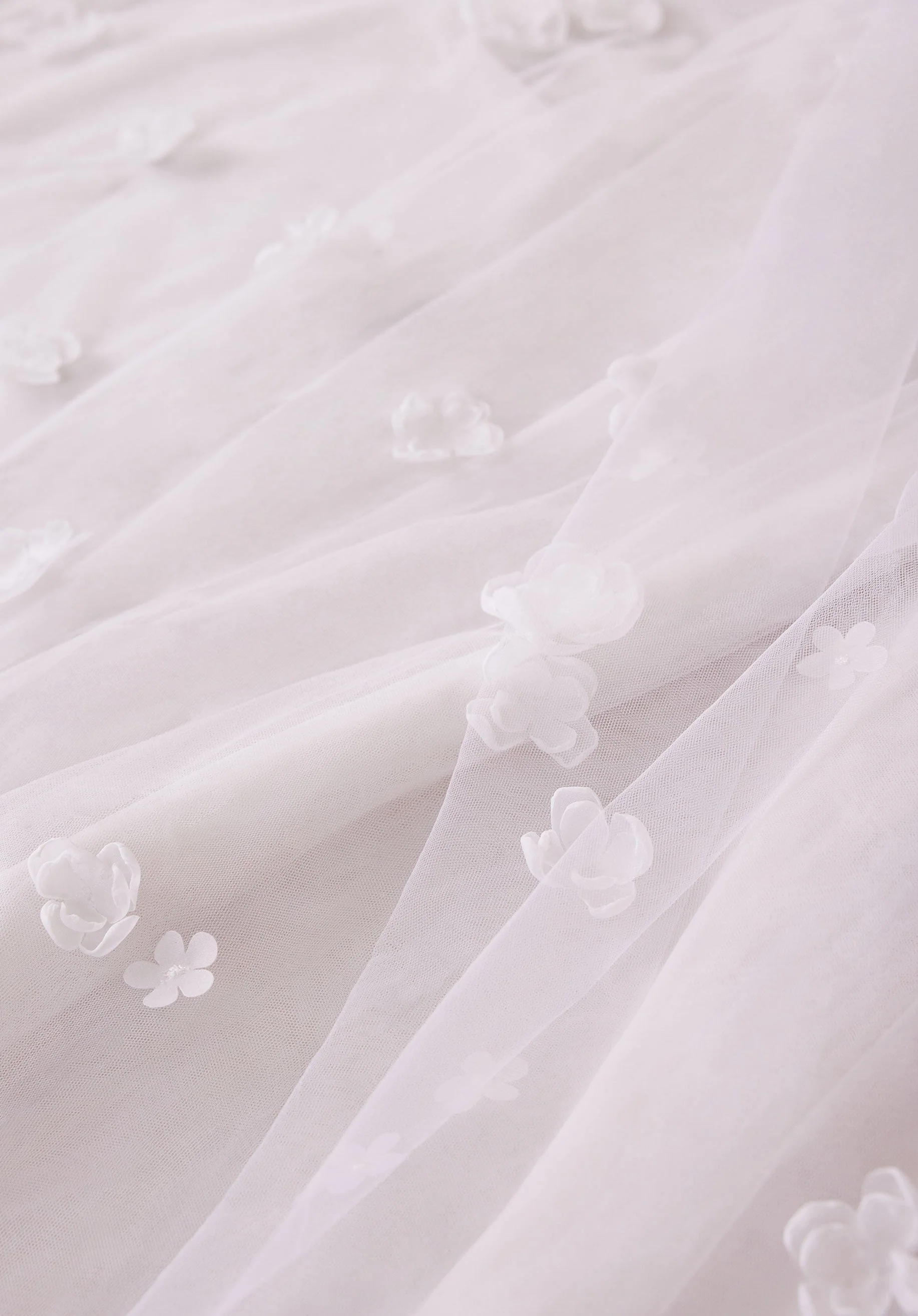 Tulle Cathedral Length Veil with Organza Flowers - Image 4