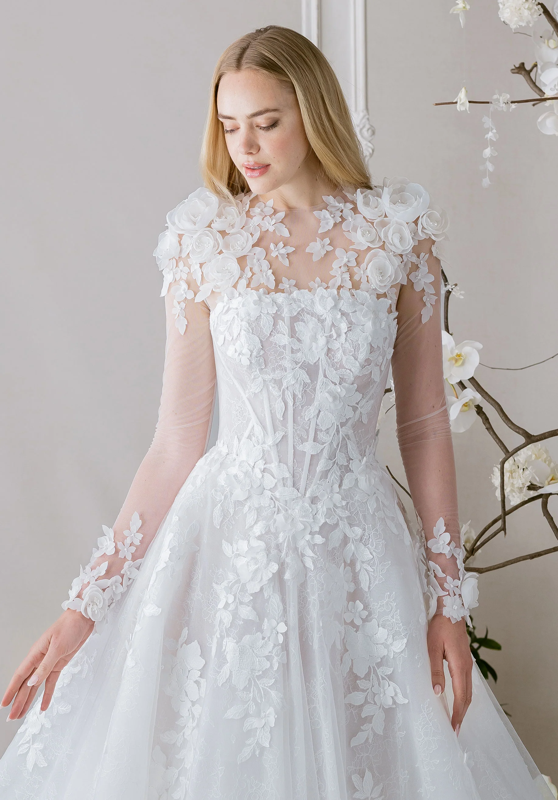 Tulle T-Shirt with 3D Florals