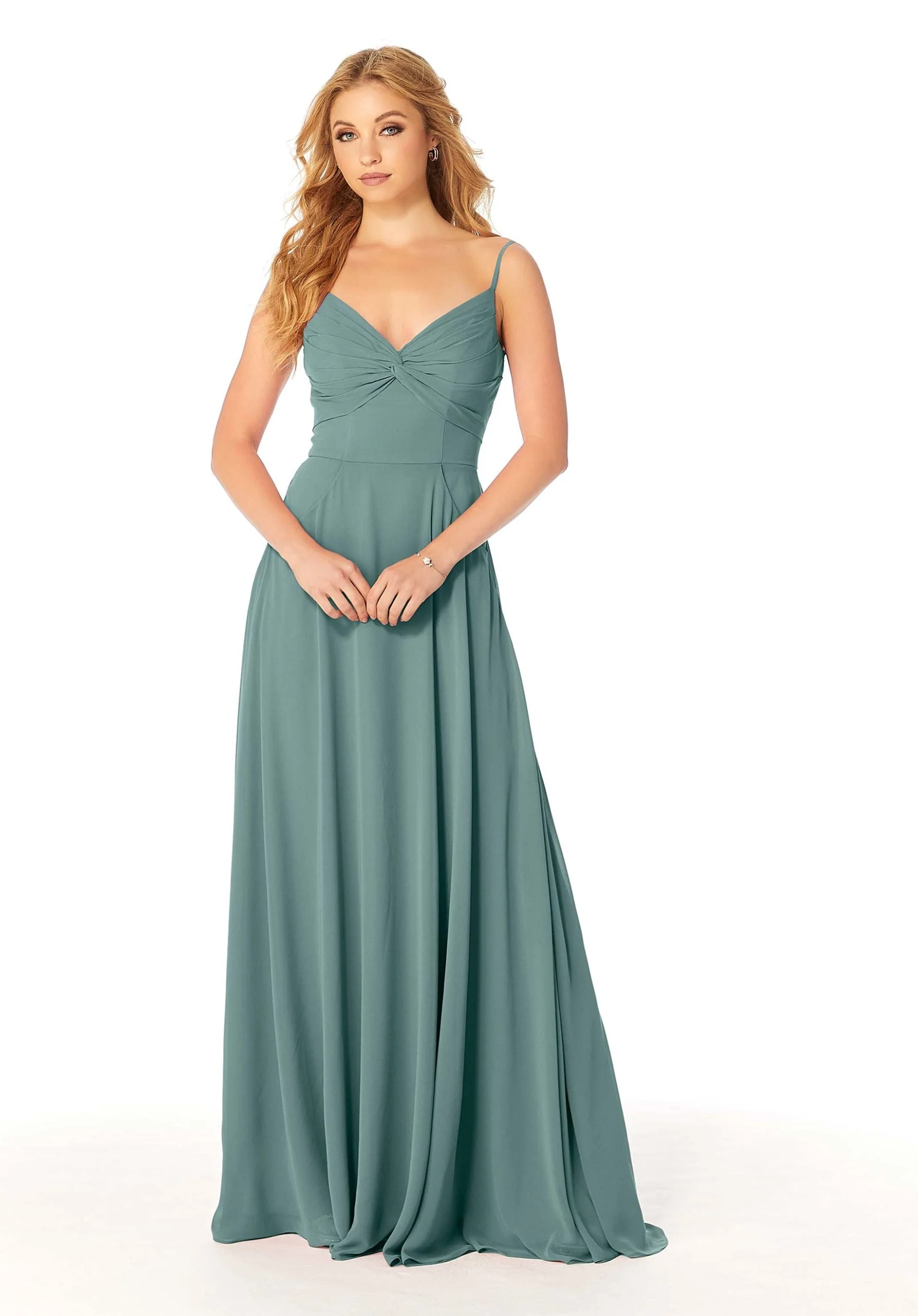 Twist-Knot Chiffon Bridesmaid Dress - Image 19
