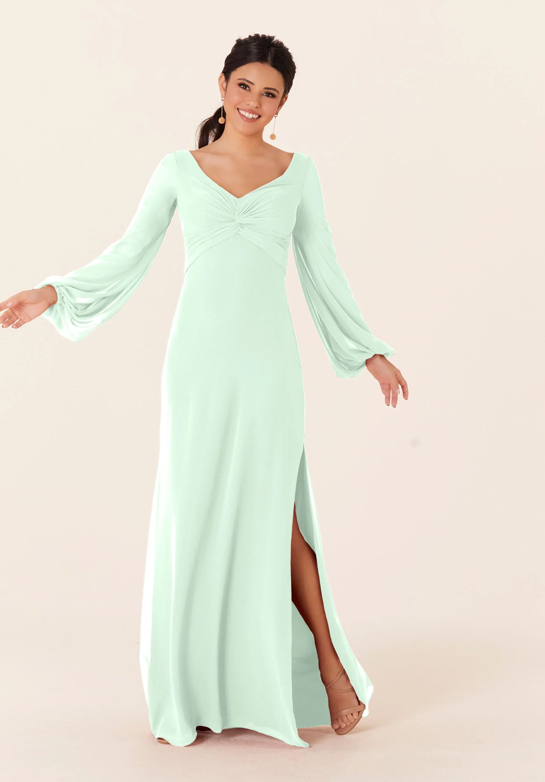 Twist Knot Chiffon Bridesmaid Dress - Image 15