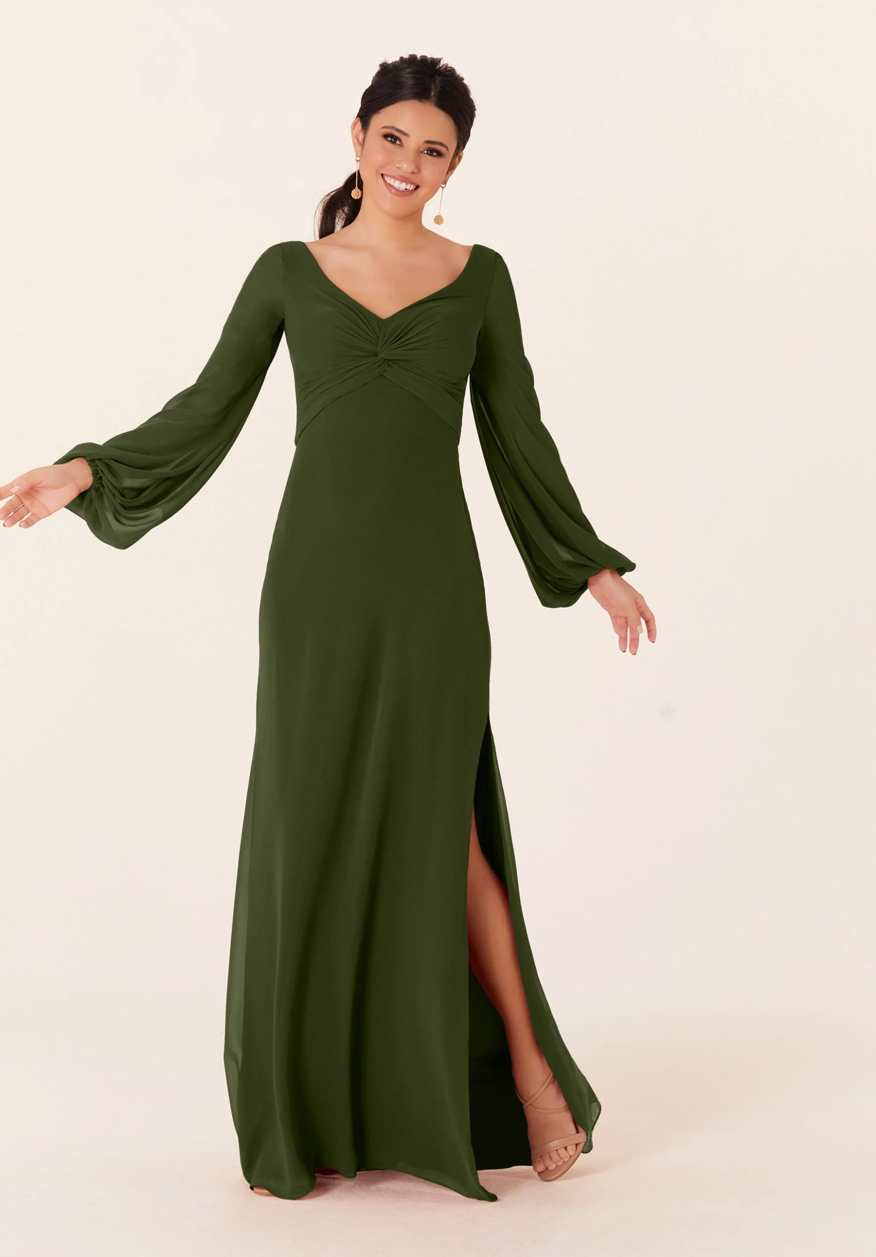 Twist Knot Chiffon Bridesmaid Dress - Image 30