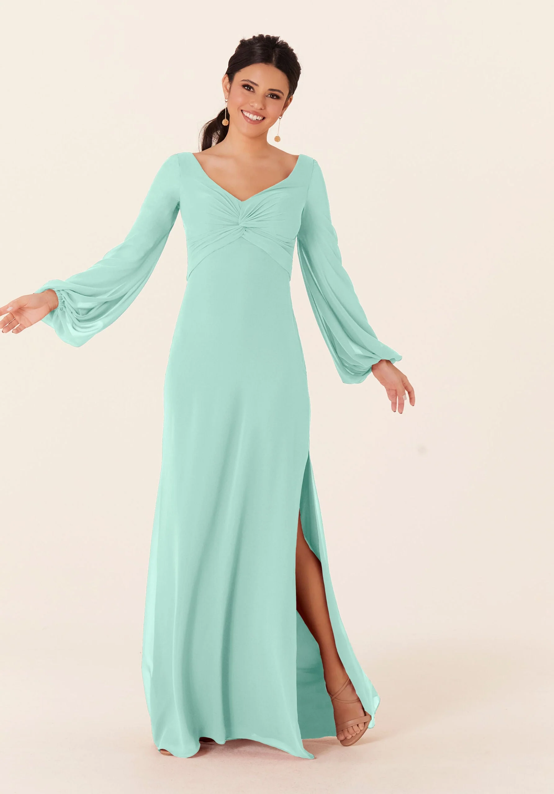 Twist Knot Chiffon Bridesmaid Dress - Image 37
