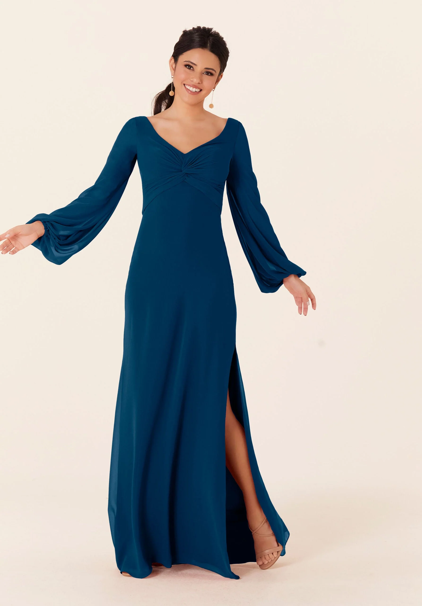 Twist Knot Chiffon Bridesmaid Dress - Image 46