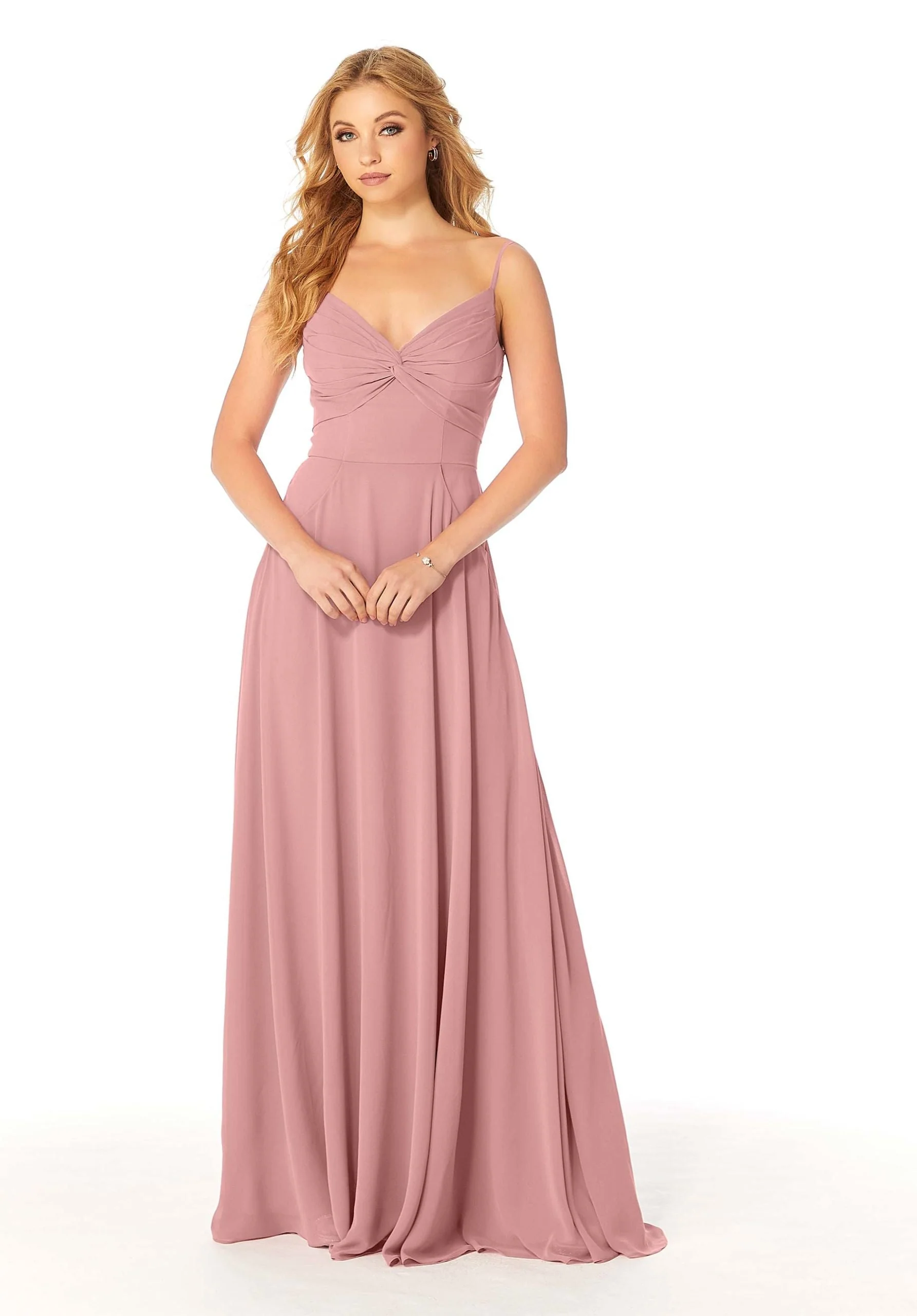 Twist-Knot Chiffon Bridesmaid Dress - Image 20