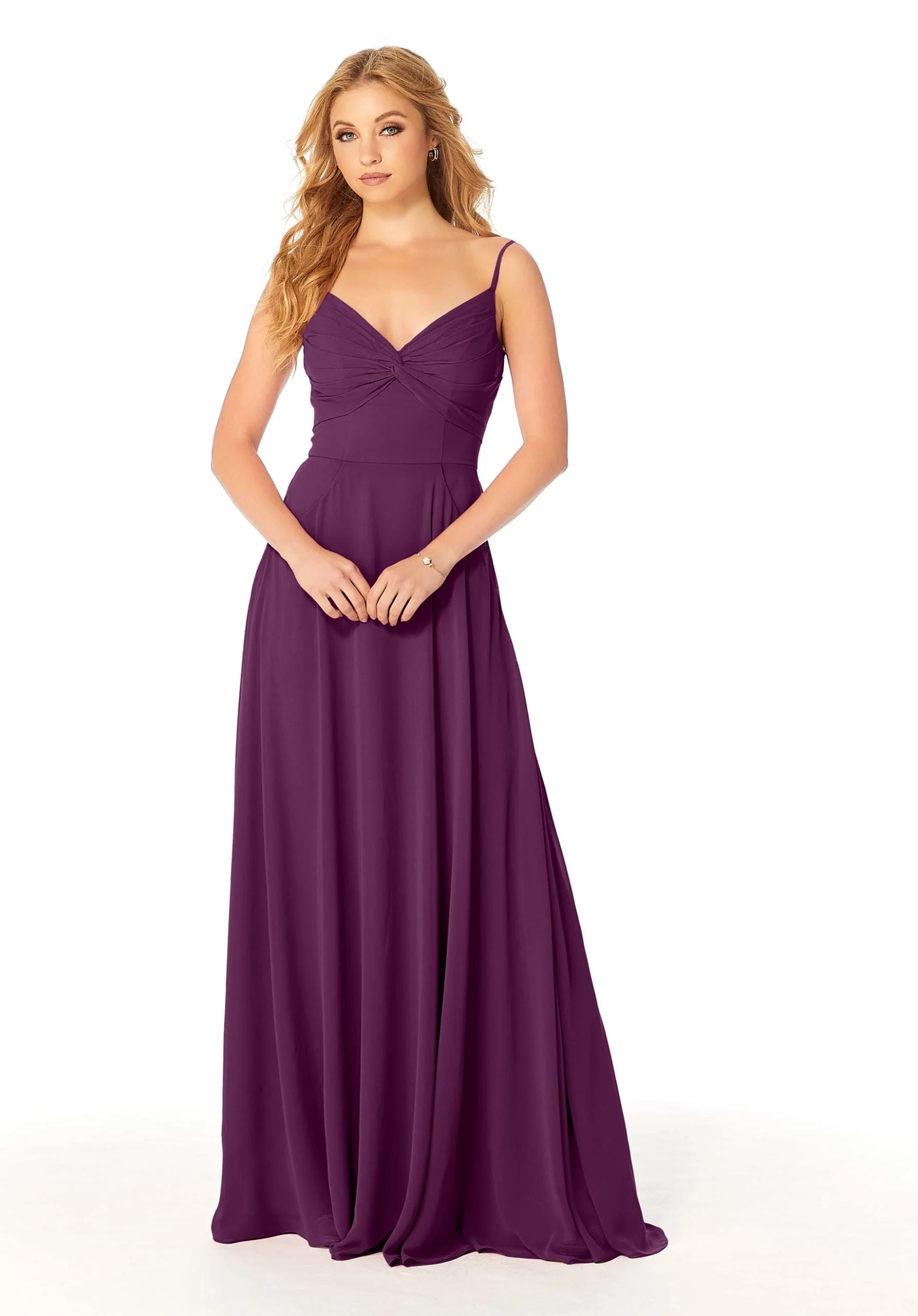 Twist-Knot Chiffon Bridesmaid Dress - Image 24