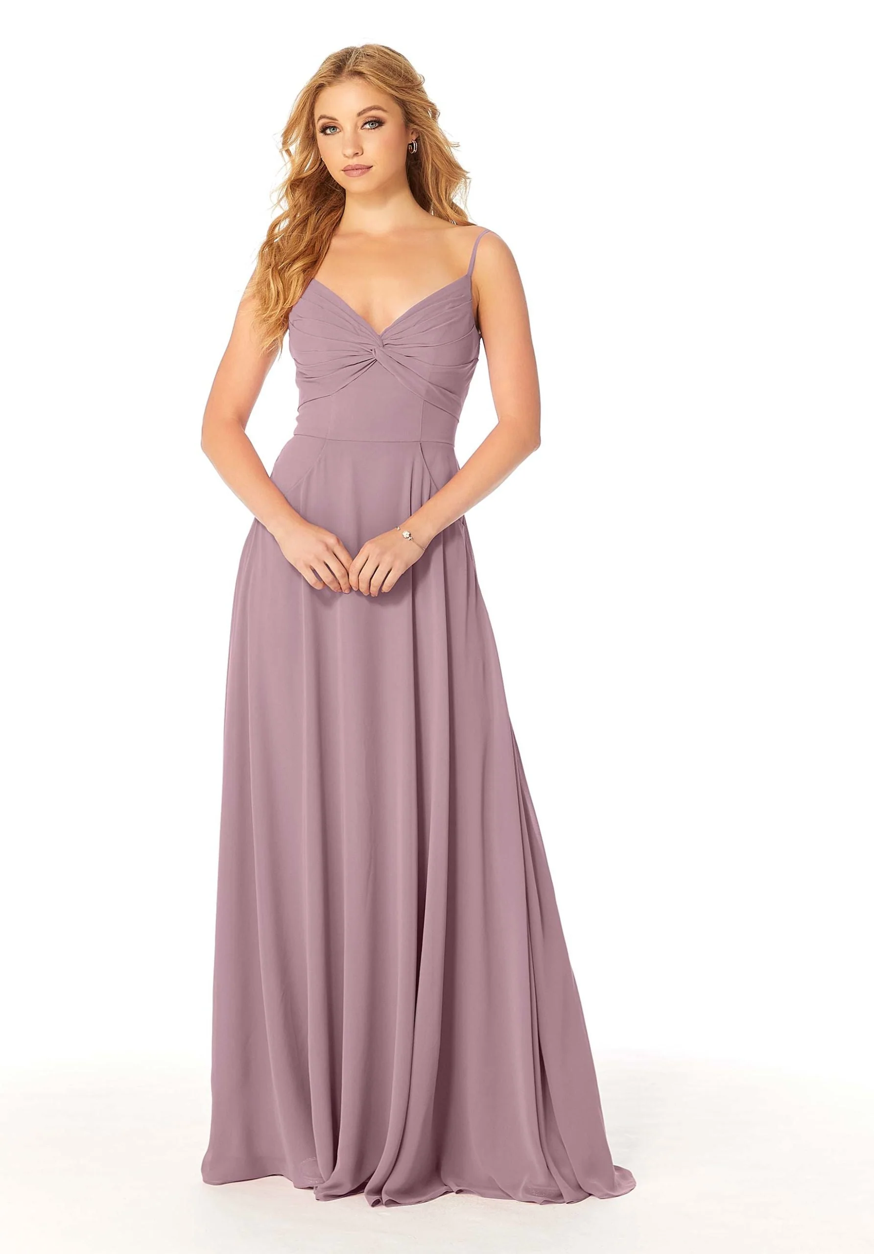 Twist-Knot Chiffon Bridesmaid Dress - Image 28
