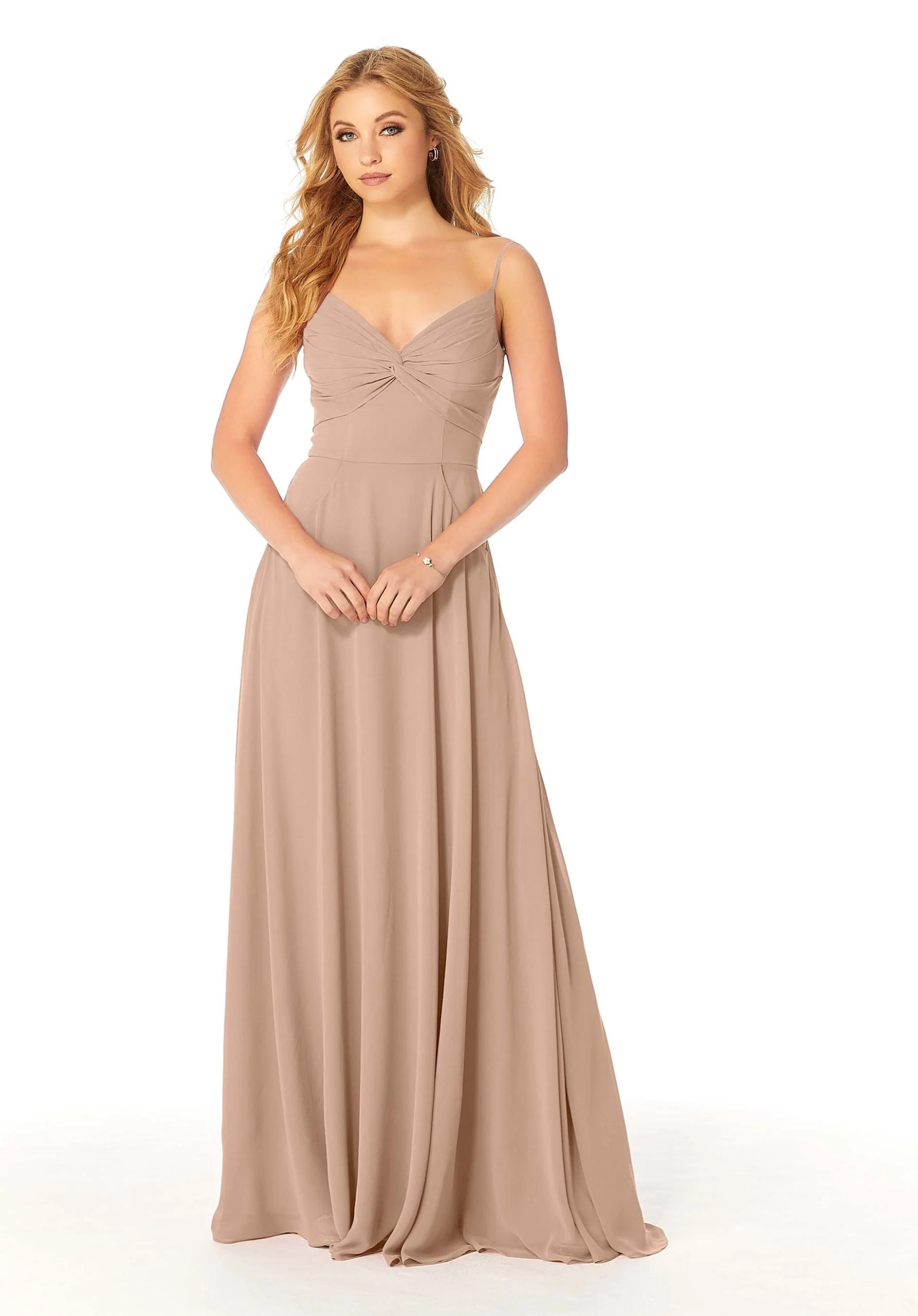 Twist-Knot Chiffon Bridesmaid Dress - Image 30