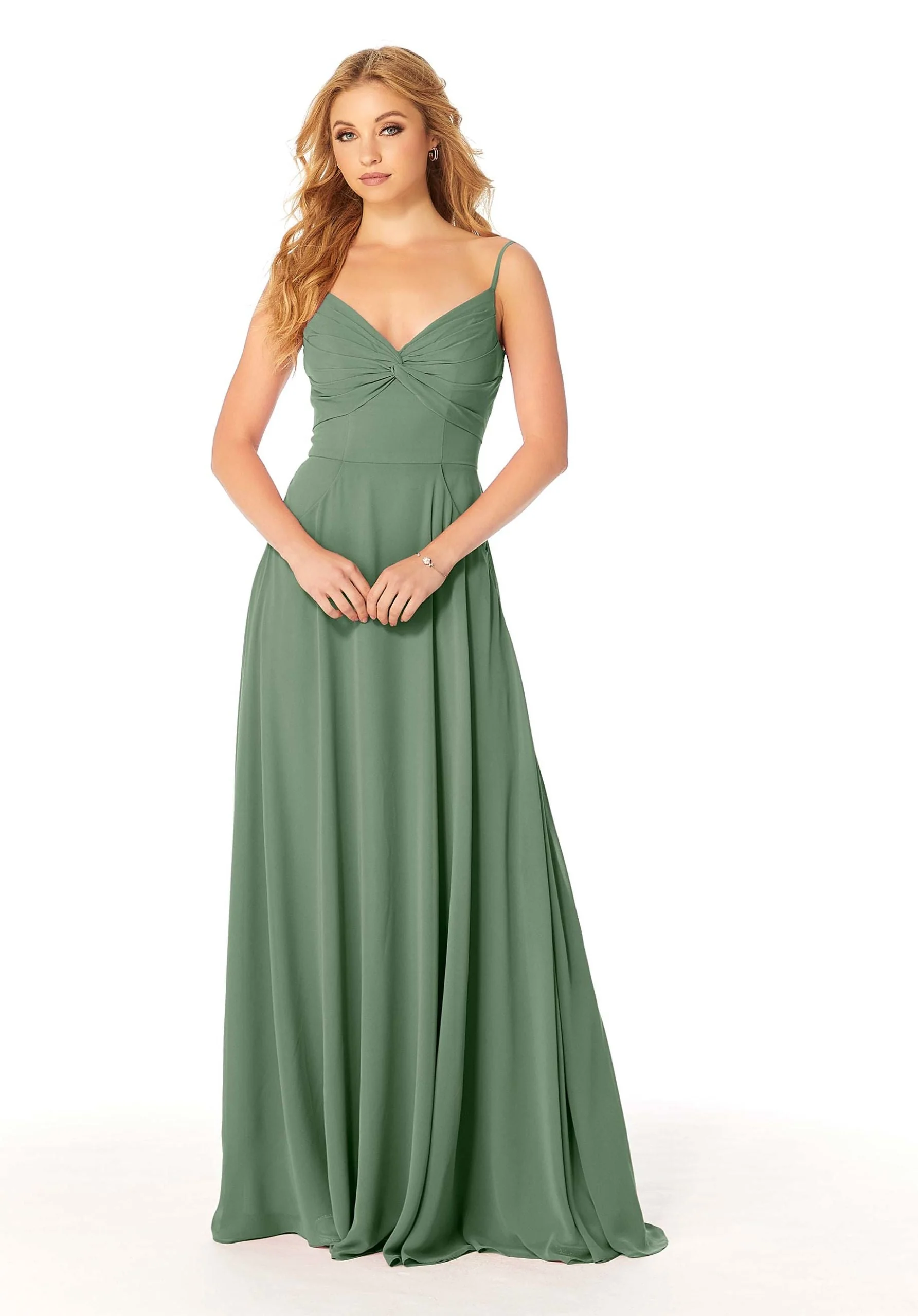 Twist-Knot Chiffon Bridesmaid Dress - Image 33