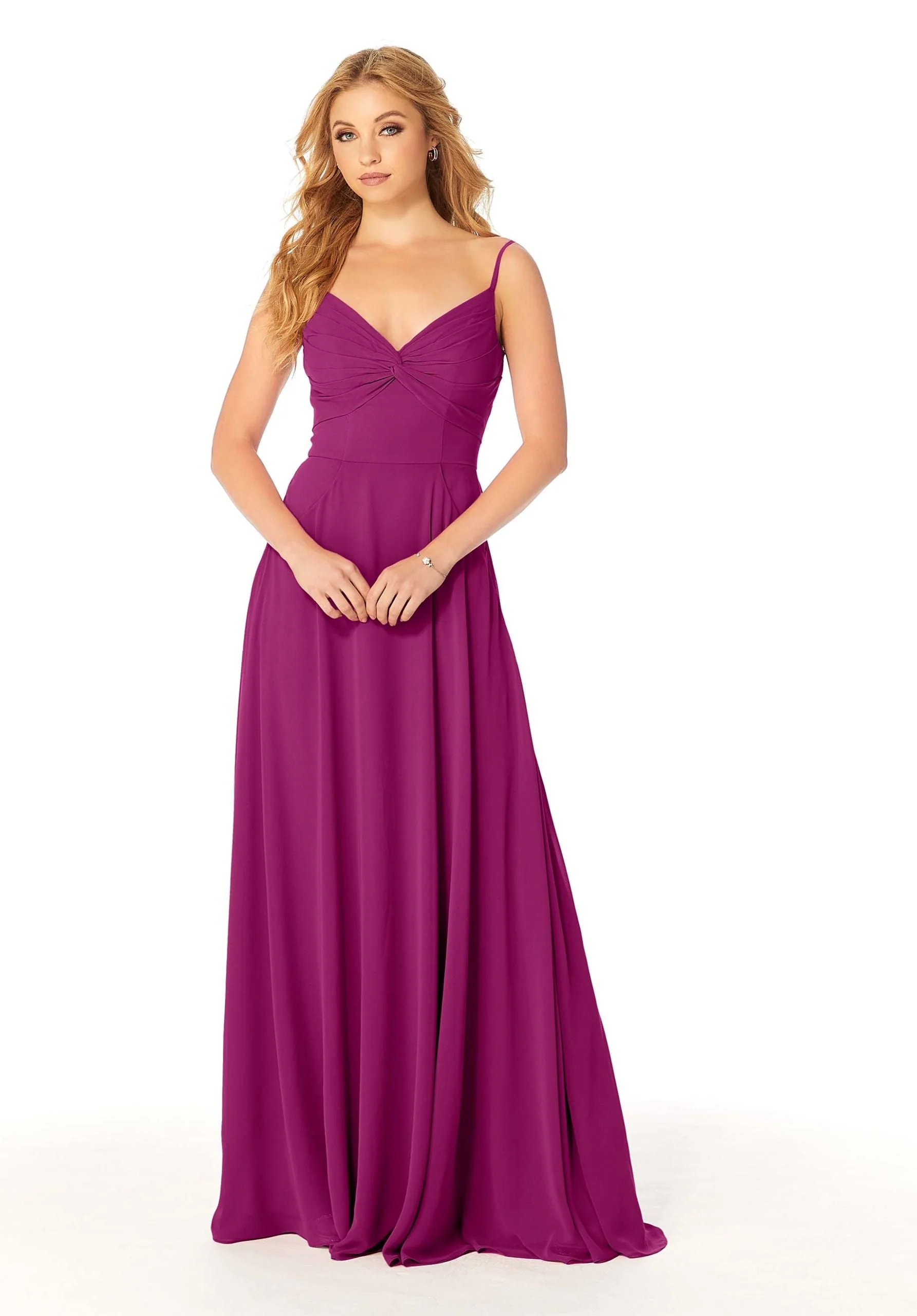 Twist-Knot Chiffon Bridesmaid Dress - Image 34