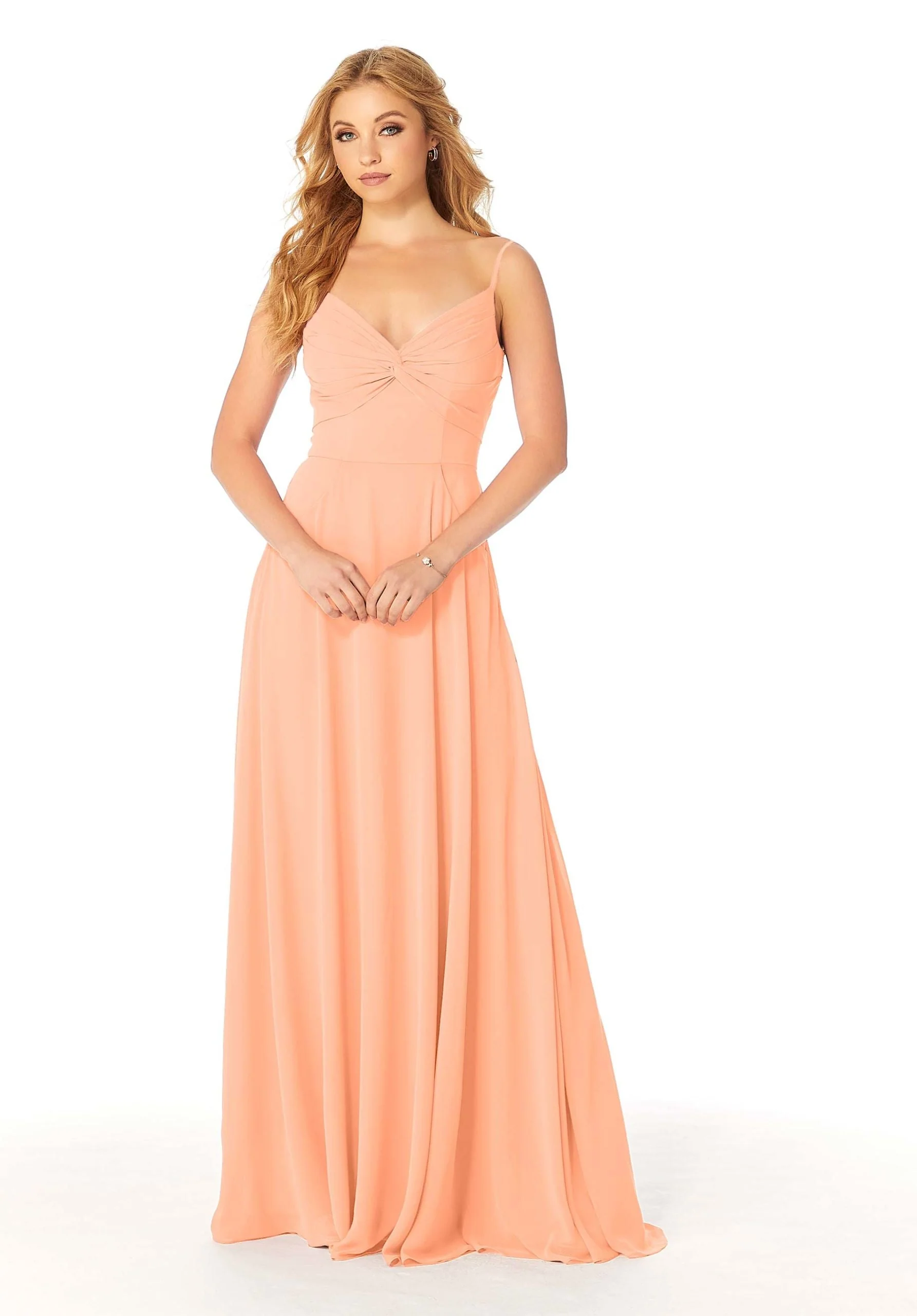 Twist-Knot Chiffon Bridesmaid Dress - Image 36