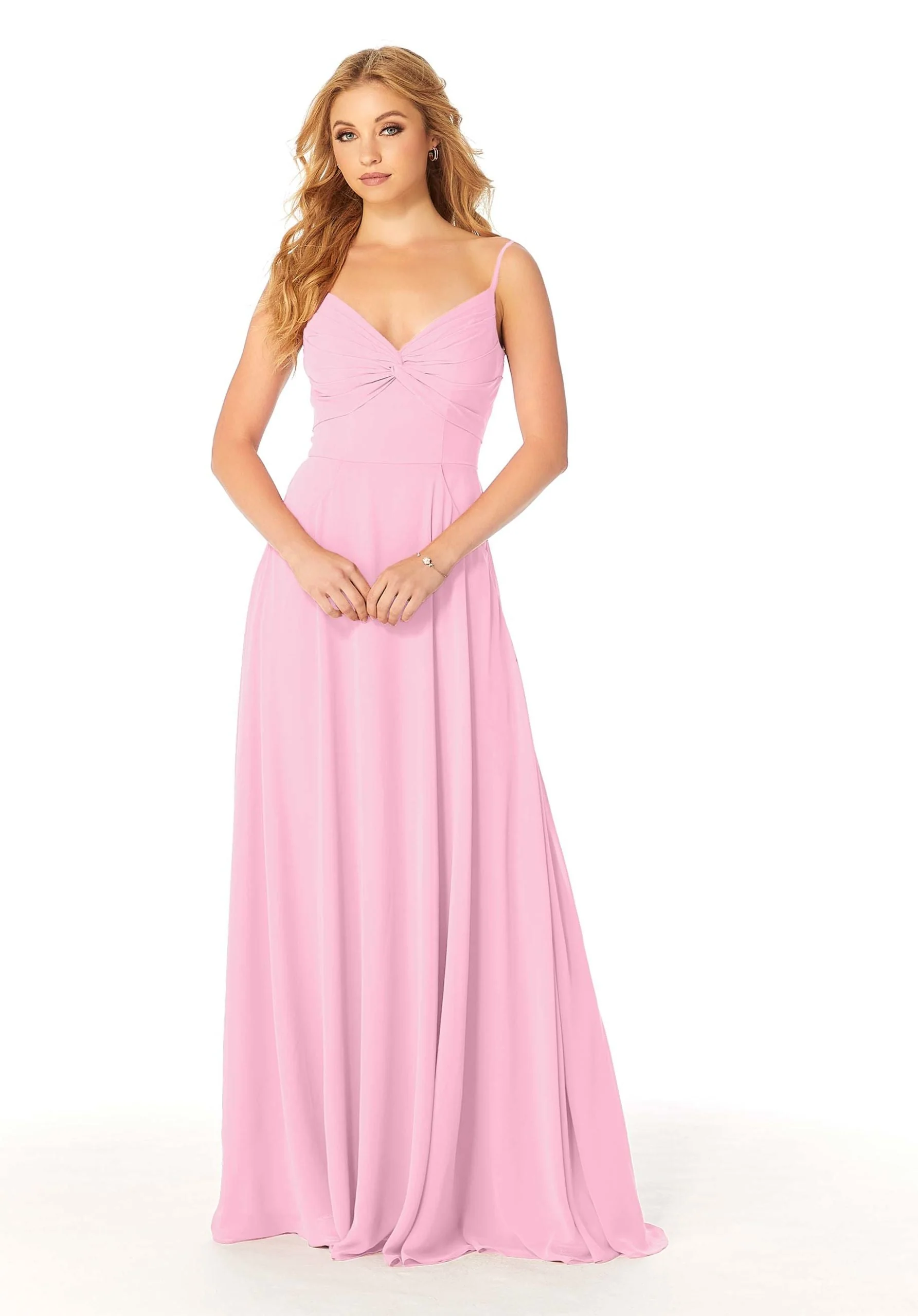 Twist-Knot Chiffon Bridesmaid Dress - Image 37