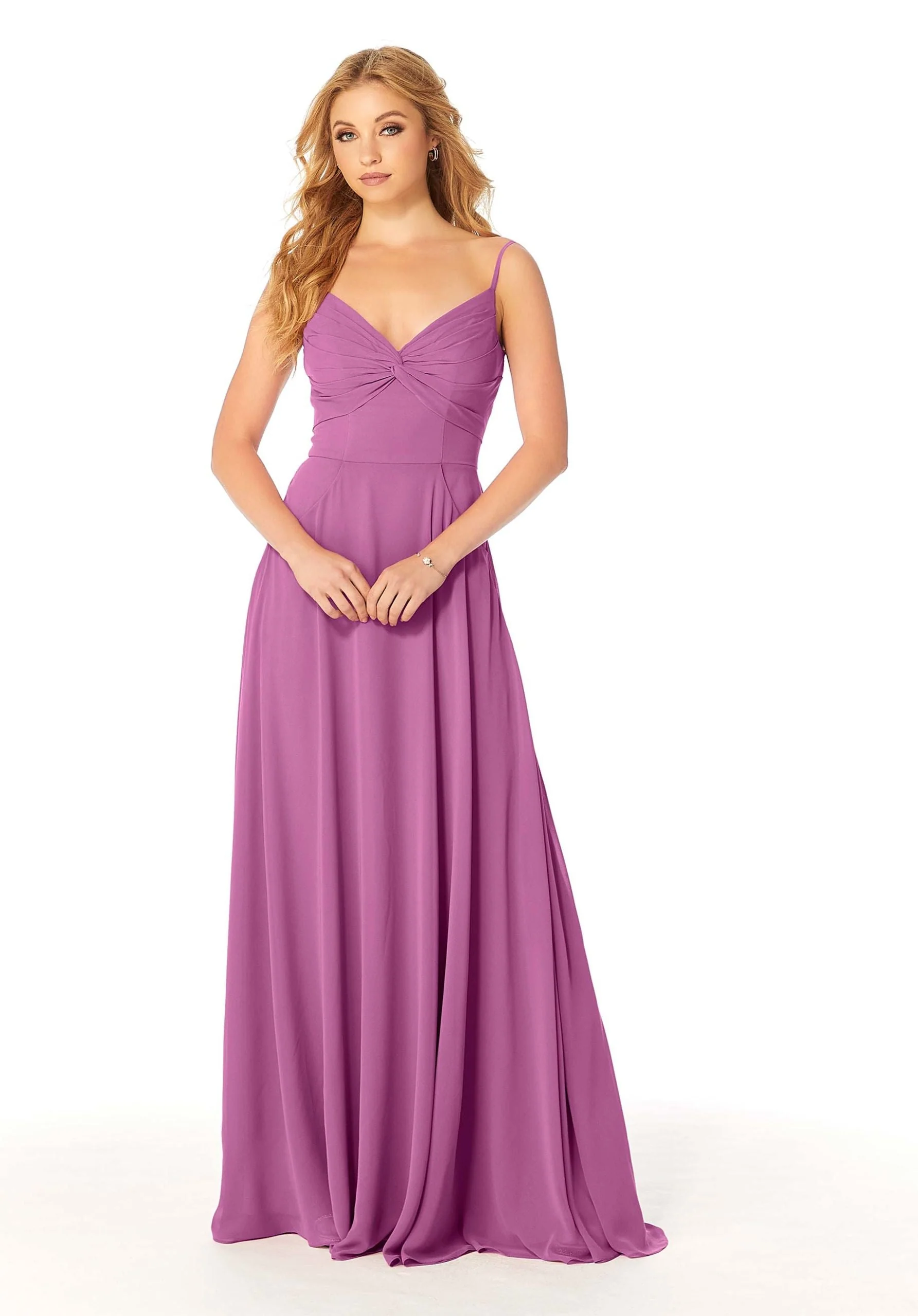 Twist-Knot Chiffon Bridesmaid Dress - Image 38