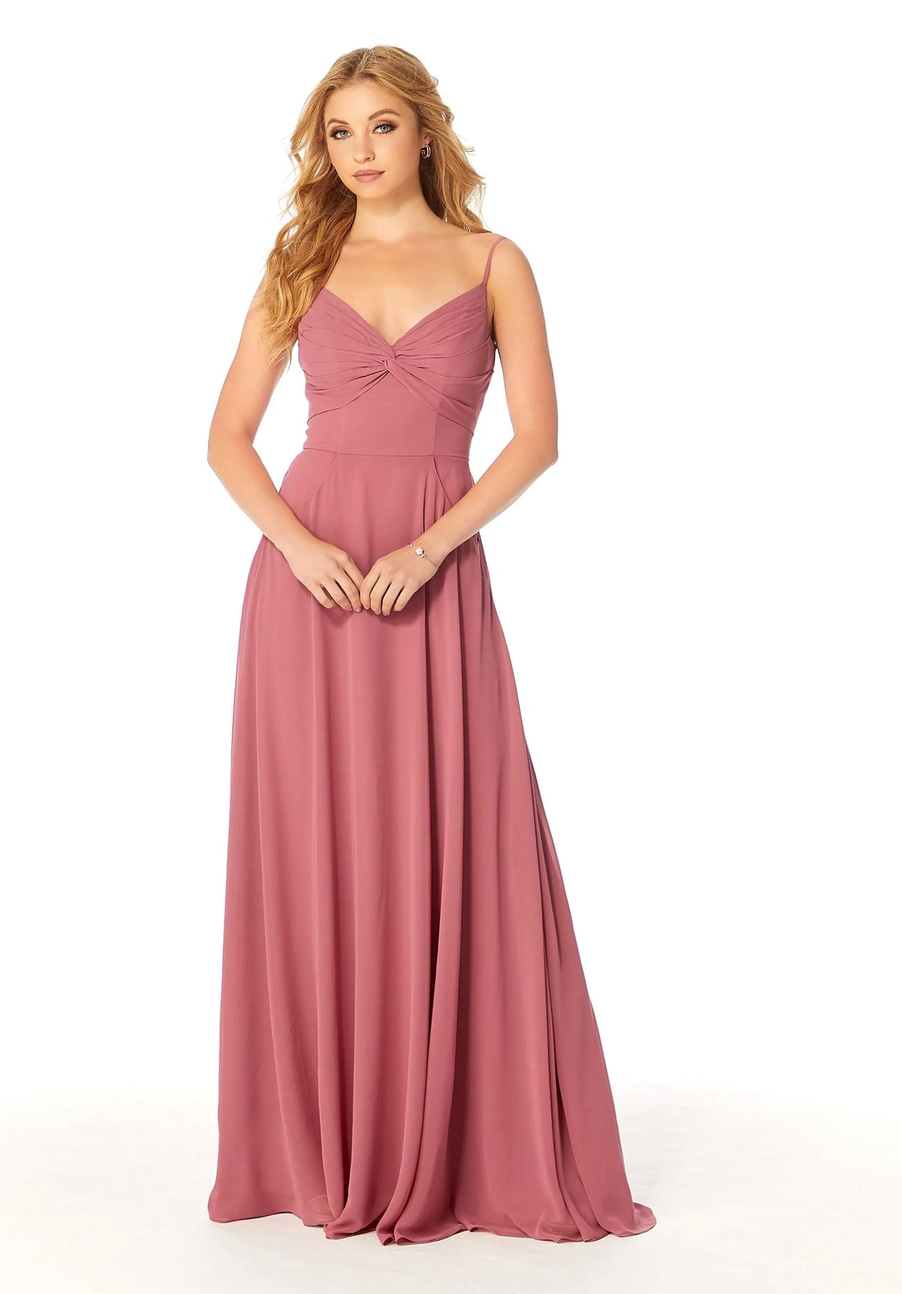 Twist-Knot Chiffon Bridesmaid Dress - Image 39