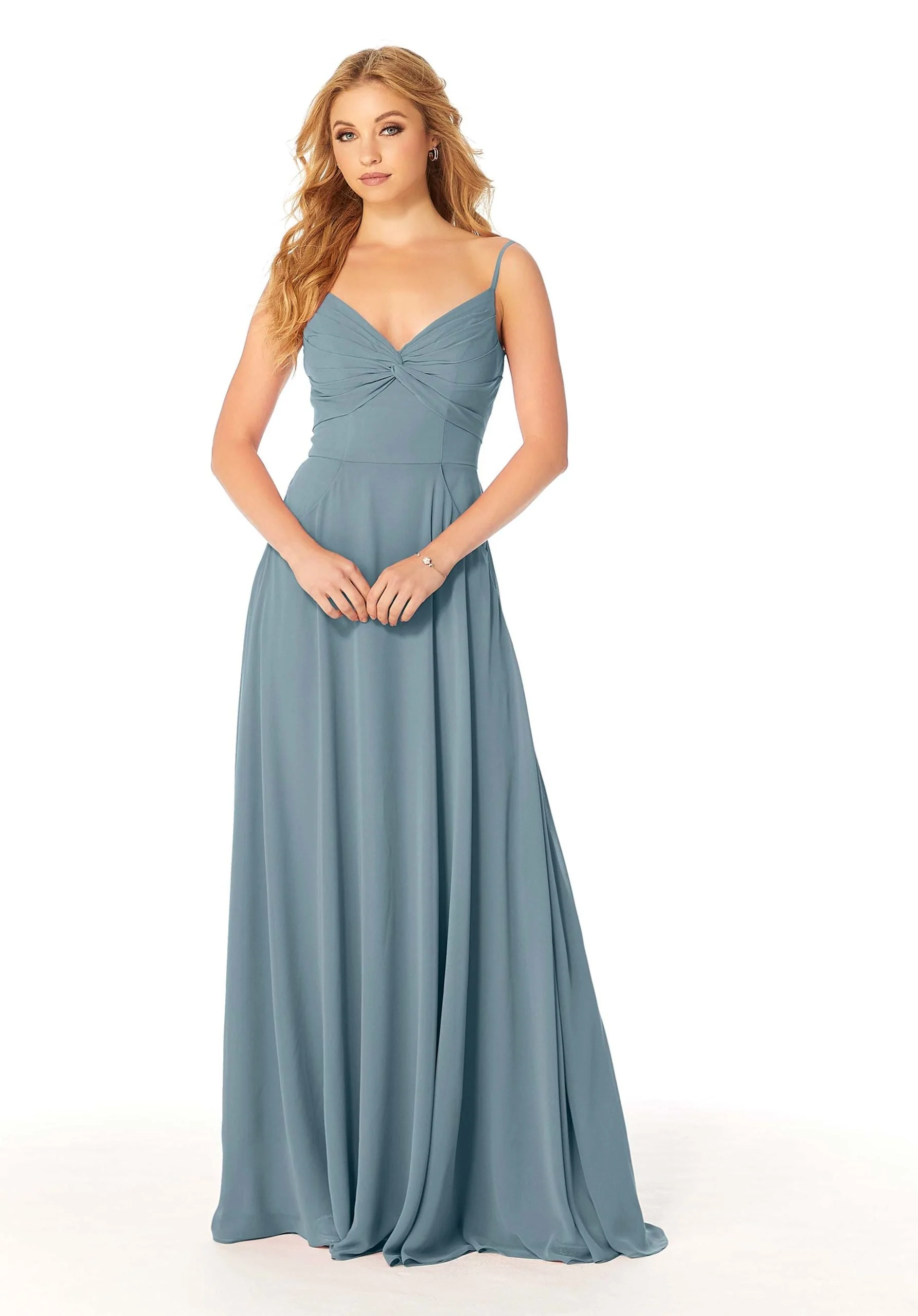 Twist-Knot Chiffon Bridesmaid Dress - Image 46