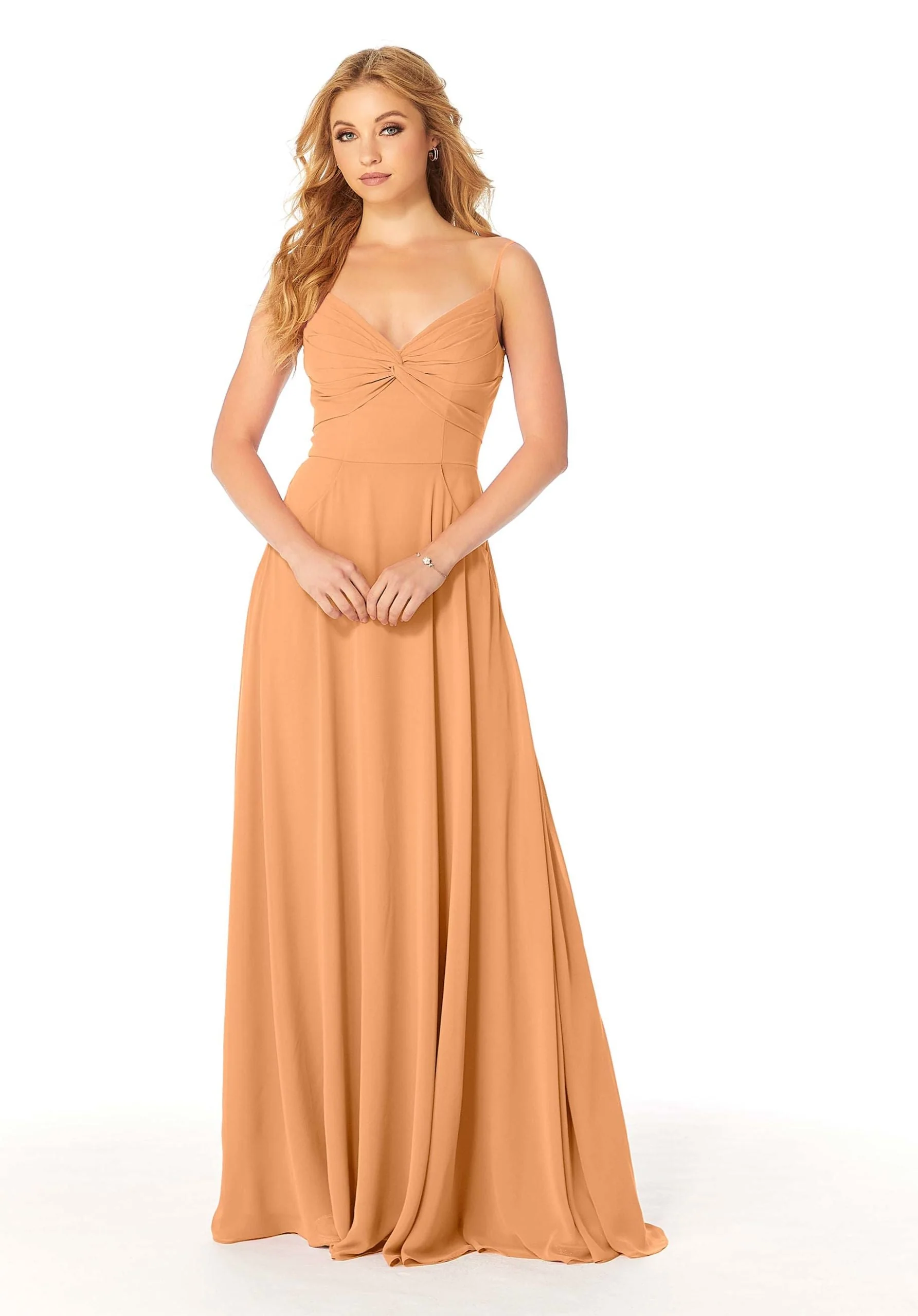 Twist-Knot Chiffon Bridesmaid Dress - Image 47