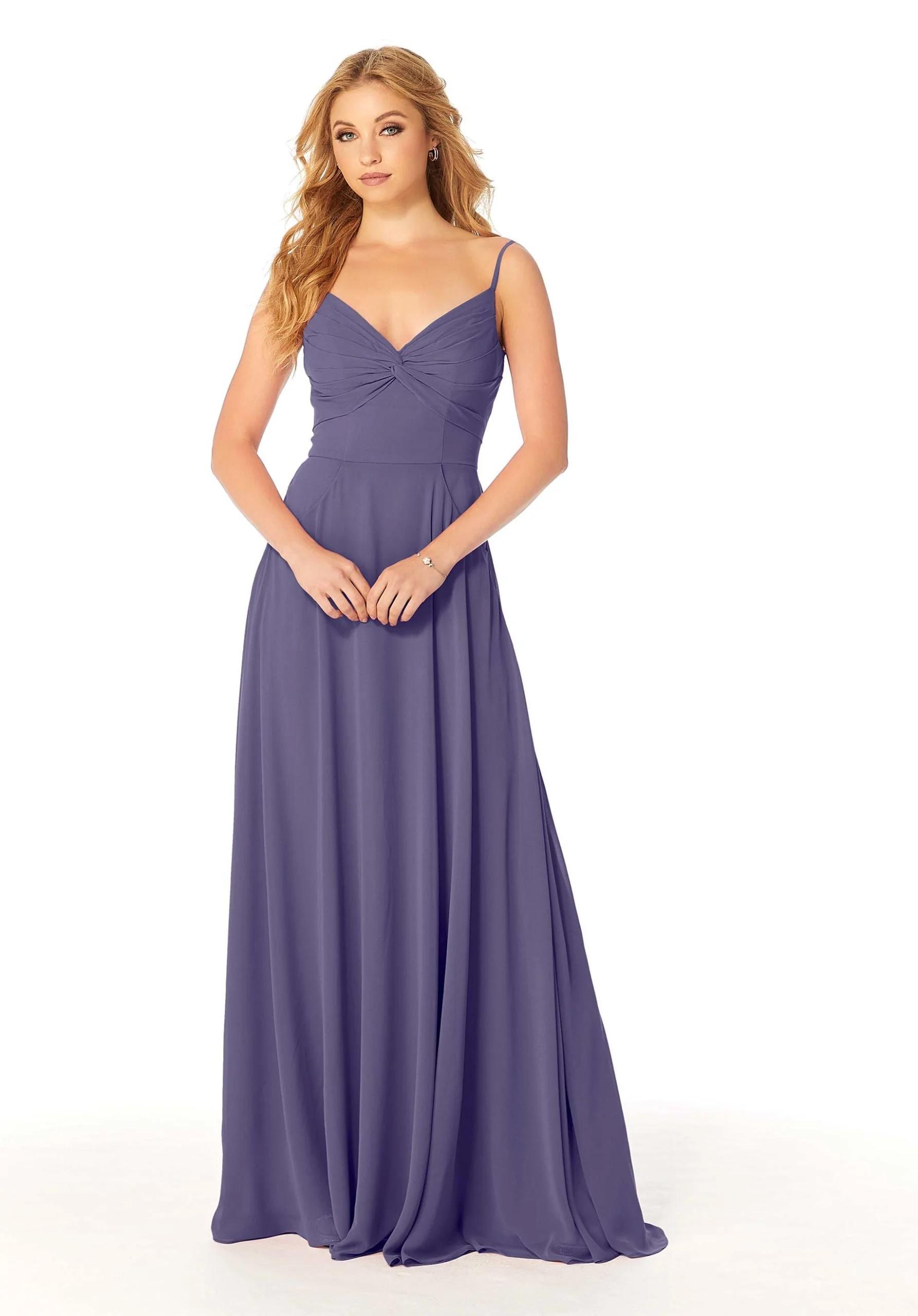 Twist-Knot Chiffon Bridesmaid Dress - Image 49