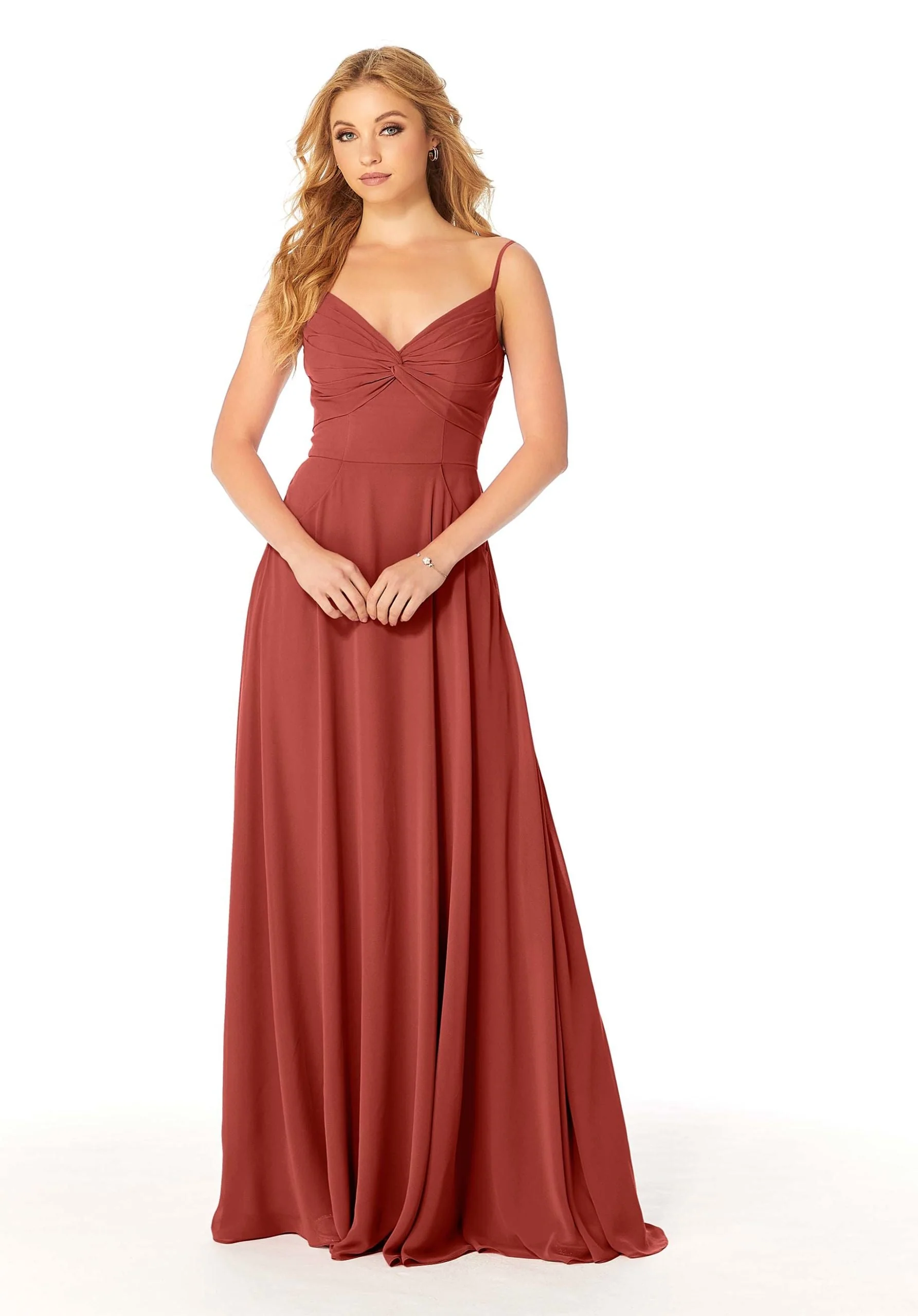 Twist-Knot Chiffon Bridesmaid Dress - Image 54