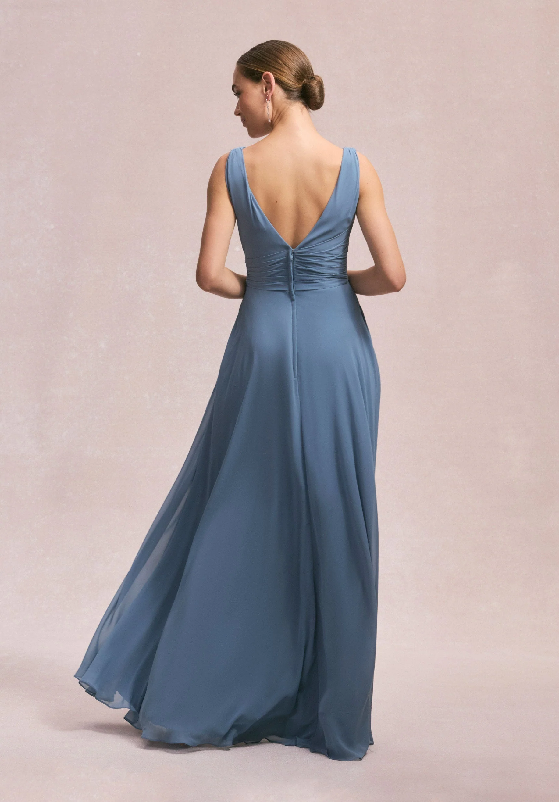 V-Neck Chiffon Bridesmaid Dress with Cascading Ruffle - Image 10