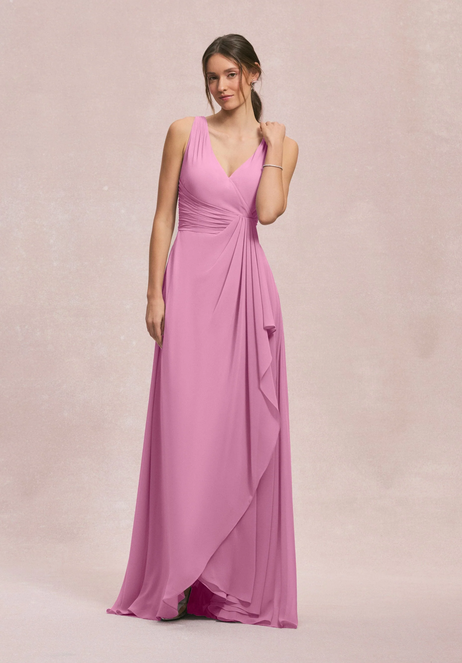 V-Neck Chiffon Bridesmaid Dress with Cascading Ruffle - Image 14