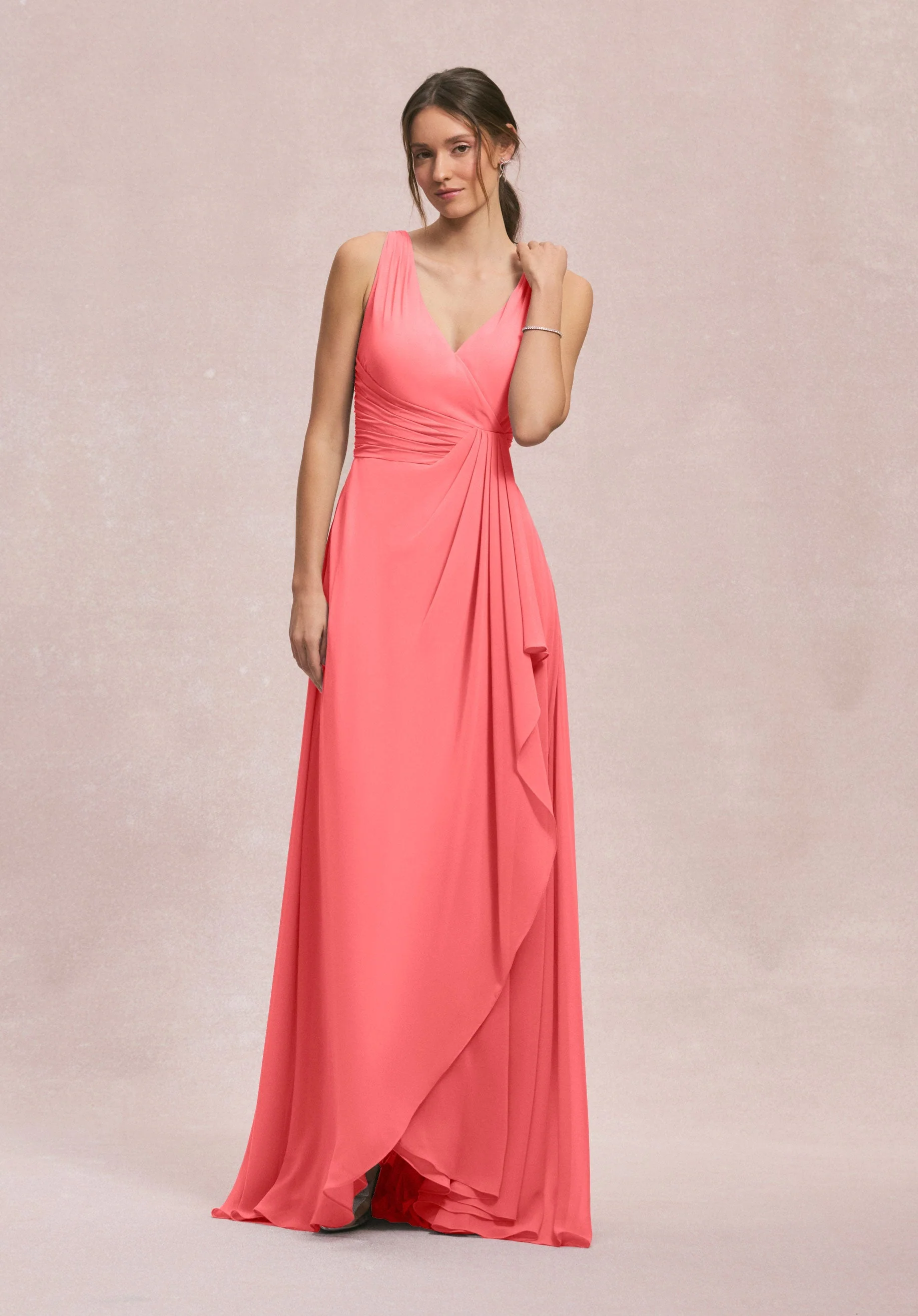 V-Neck Chiffon Bridesmaid Dress with Cascading Ruffle - Image 20