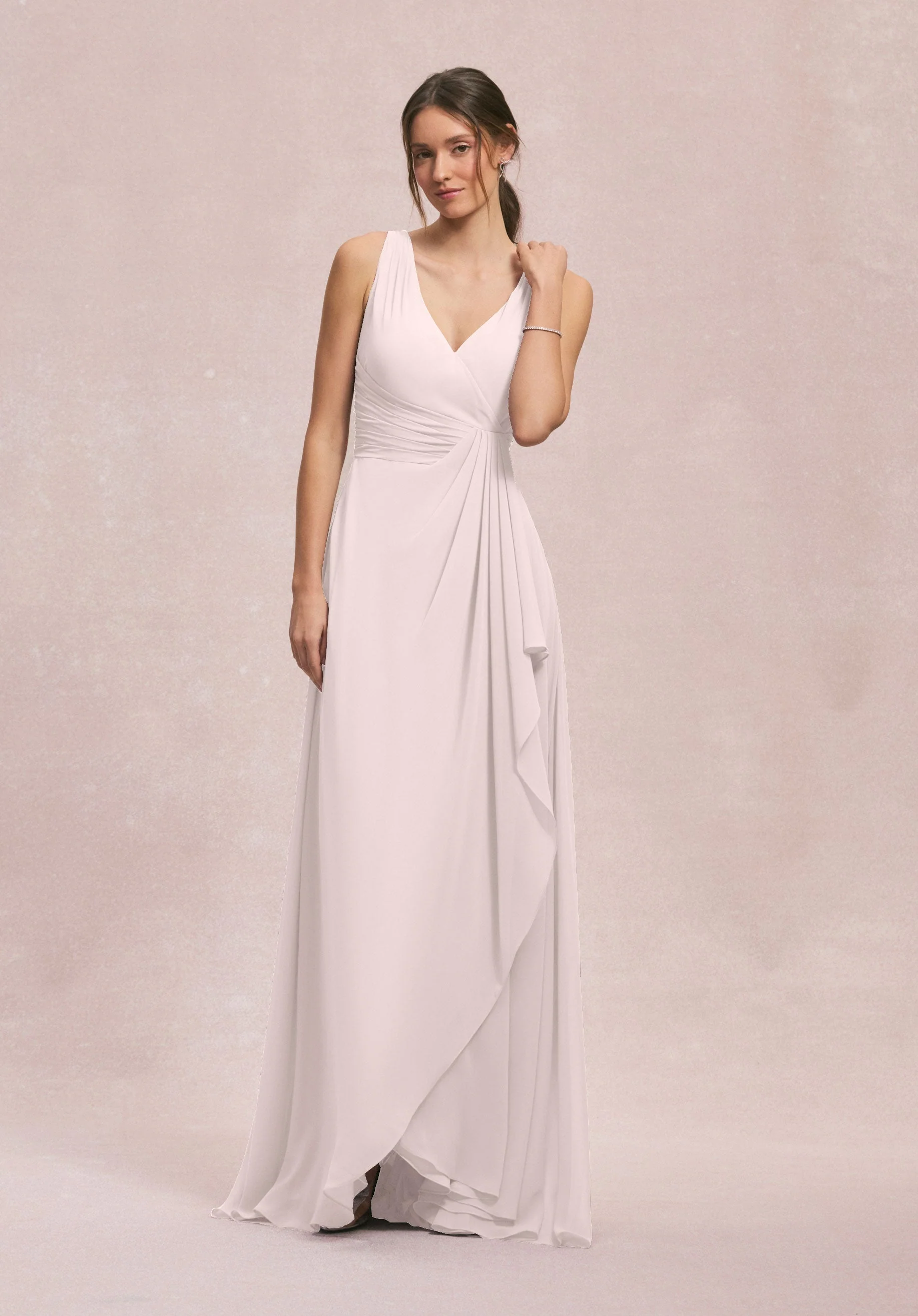 V-Neck Chiffon Bridesmaid Dress with Cascading Ruffle - Image 28